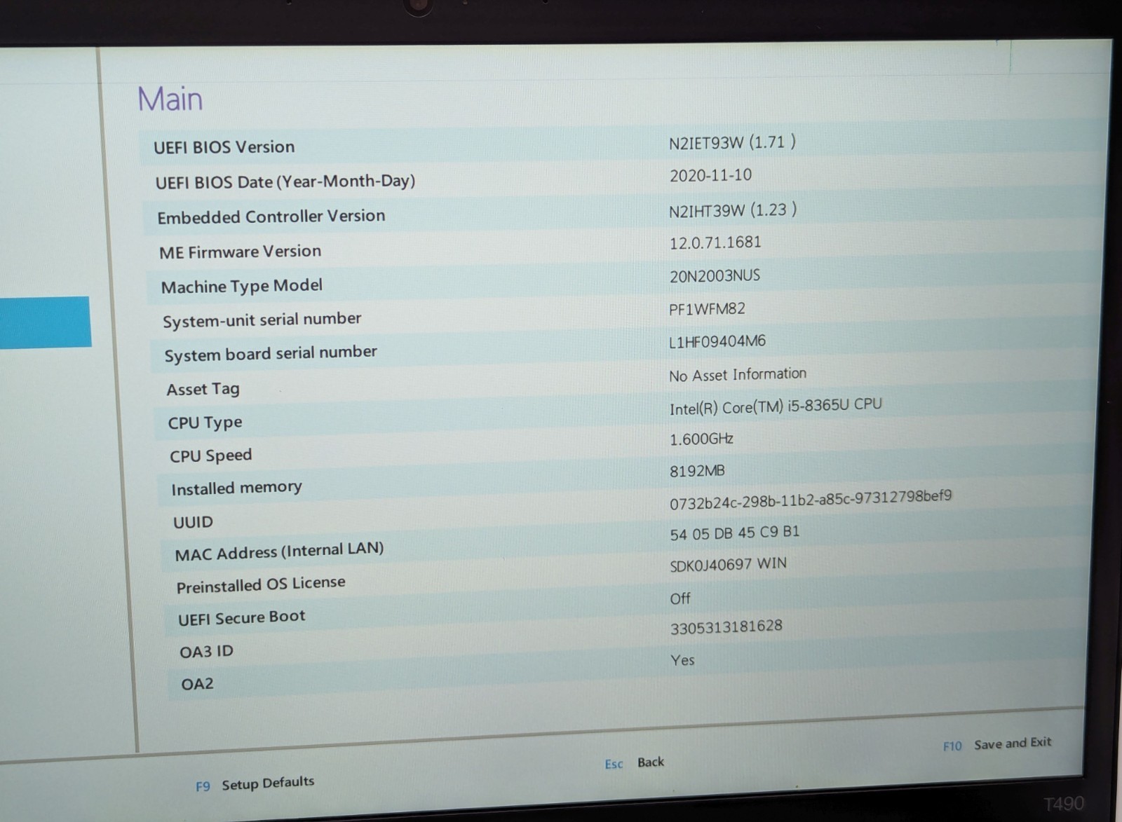 Incomplete Lenovo ThinkPad T490 14″ Laptop i5-8365U 8GB RAM – *DEAD PIXELS*