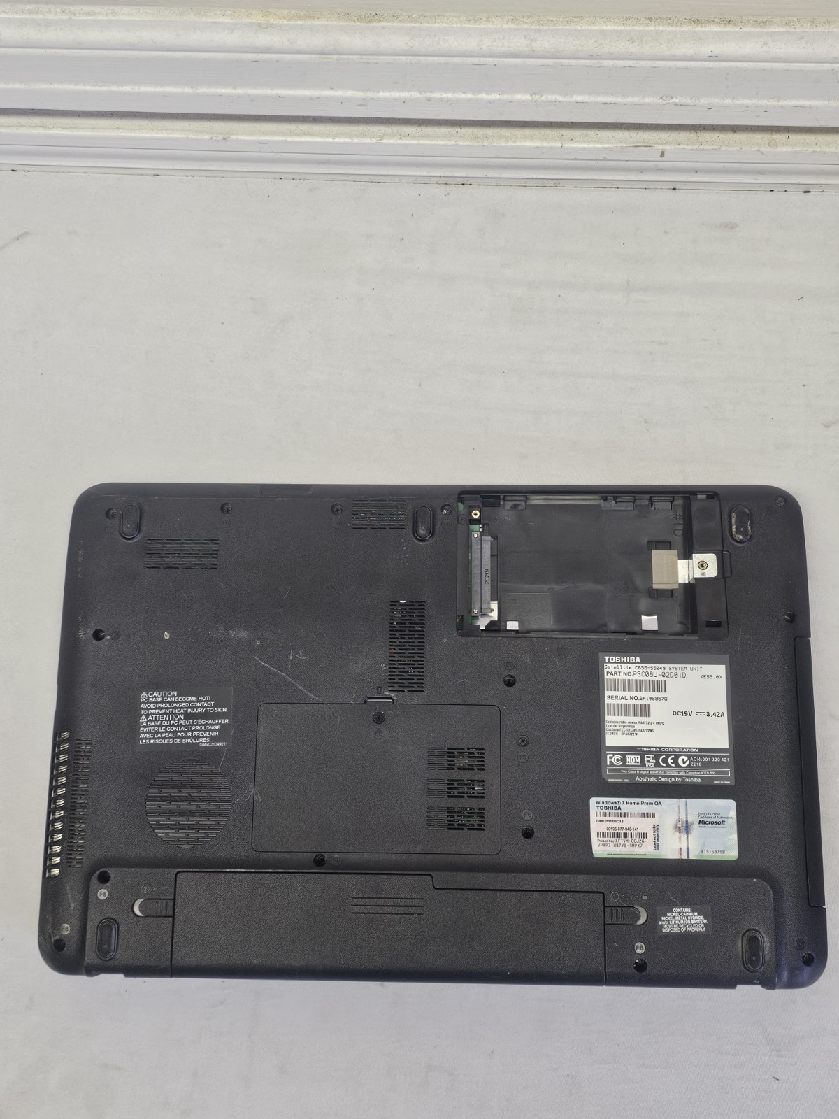 Toshiba Satellite C655 Laptop – Intel Celeron 900 – 2GB RAM – NO HDD/OS – READ