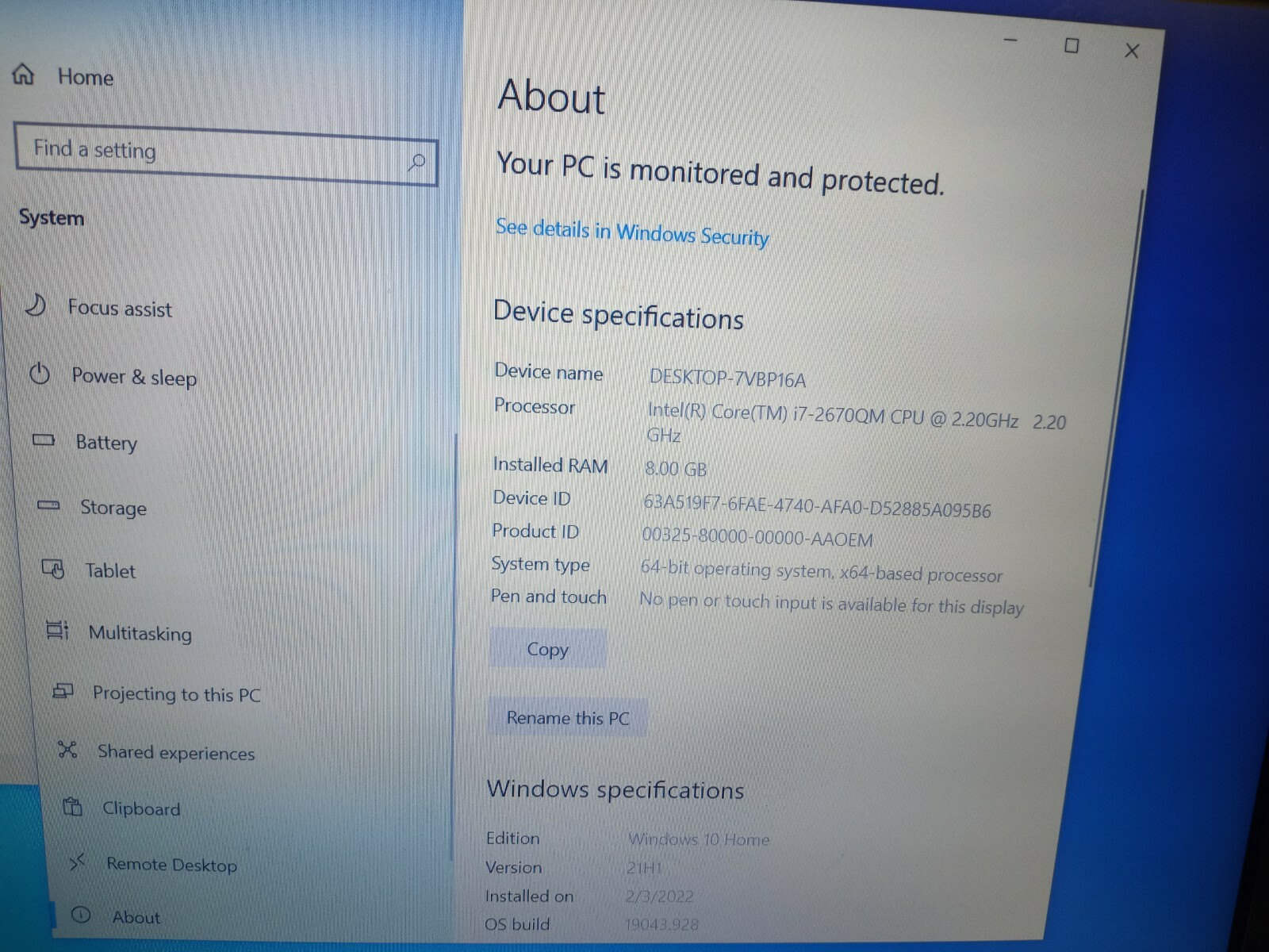 ASUS N53S 15.6″ Intel Core i7-2670QM 2.20GHz 8GB RAM 128GB SSD BT DVD Win10 H
