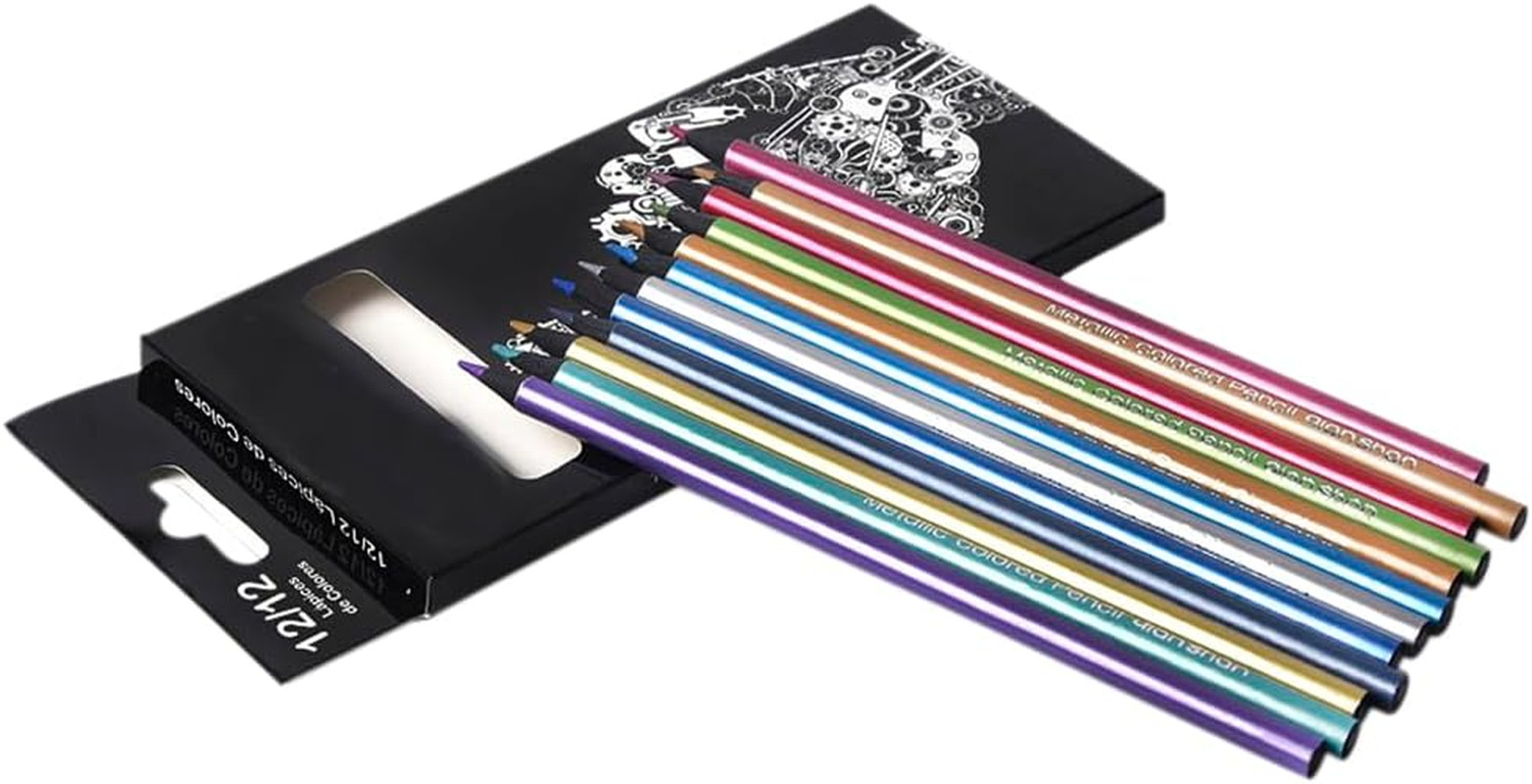 Metallic Colored Pencils Black Wood Multi Colored Pencils Pre-Sharpened Wooden S