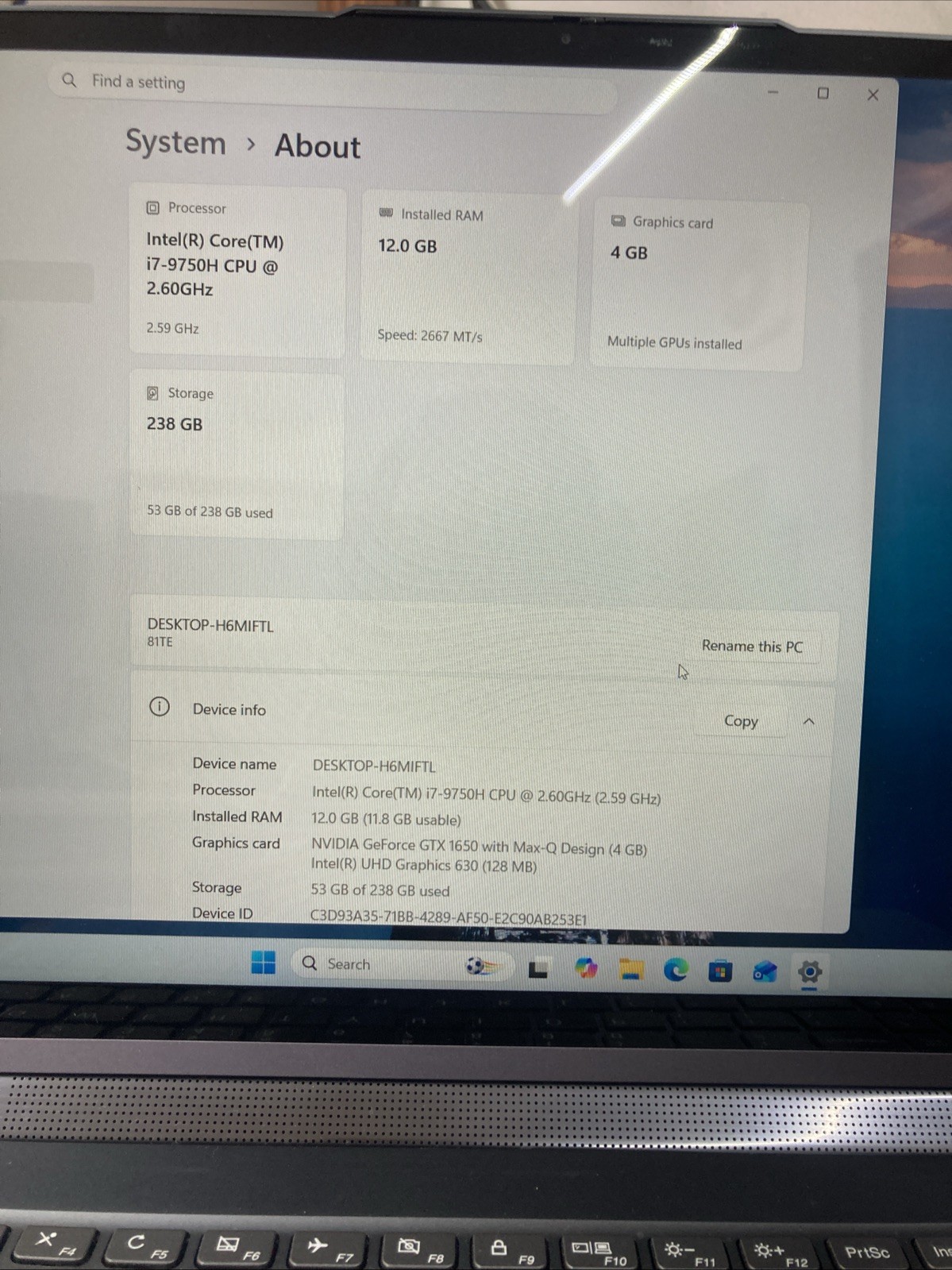 Lenovo Yoga C940 81TE i7-9750H 2.6GHz 12GB RAM 256GB SSD Win 11 keys not working