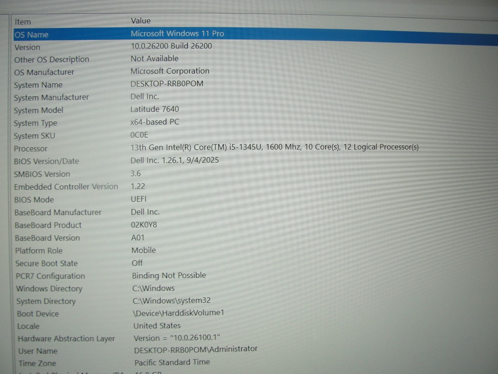 Dell Latitude 7640 16″WUXGA Core i5‑1345U 1.6GHz 16GB RAM 256GB SSD+Charger/vPRO