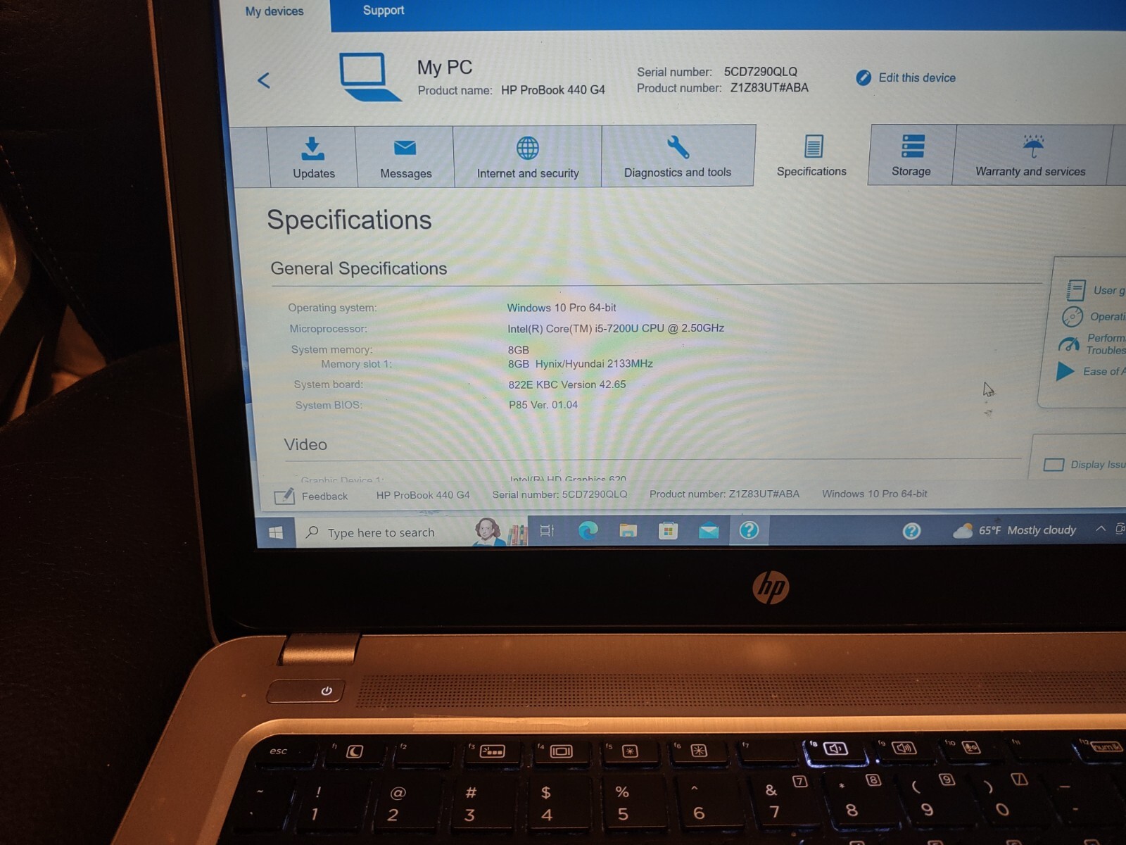 HP ProBook 650 G4 15.6″ Laptop Intel i5 8250U 1.6GHz 8GB RAM 256GB SSD Used