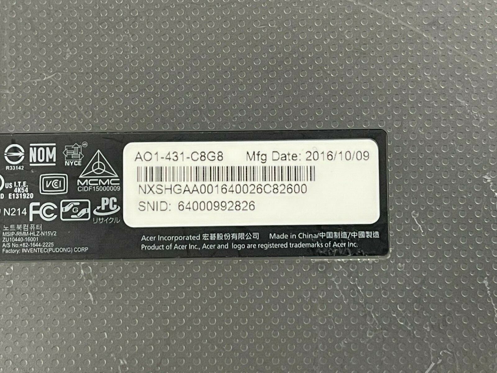 Acer Cloudbook AO1-431-C8G8 14″ Laptop Intel Celeron 2GB RAM 32GB eMMC Win 10