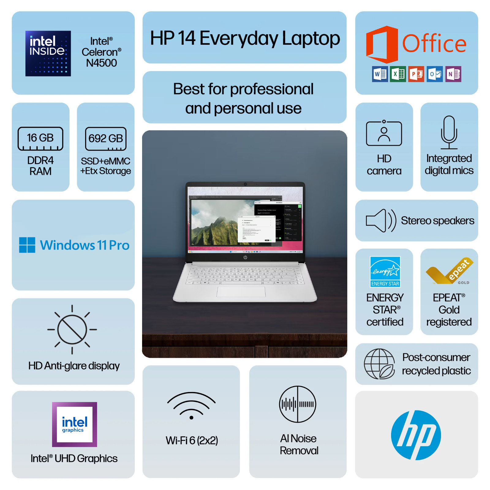 2026 HP Slim Laptop Computer 14 Intel CPU 16GB RAM 692GB Storage Office 2024 Pro