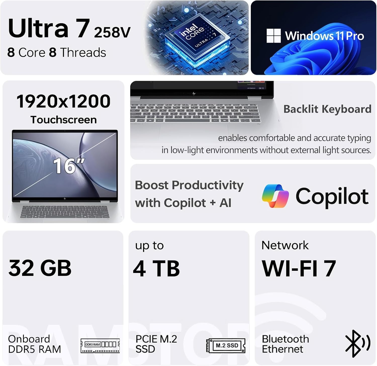 HP OmniBook 7 Flip 16″ 2-in-1 Business Laptop Ultra 7 258V 32GB Onboard RAM 4TB