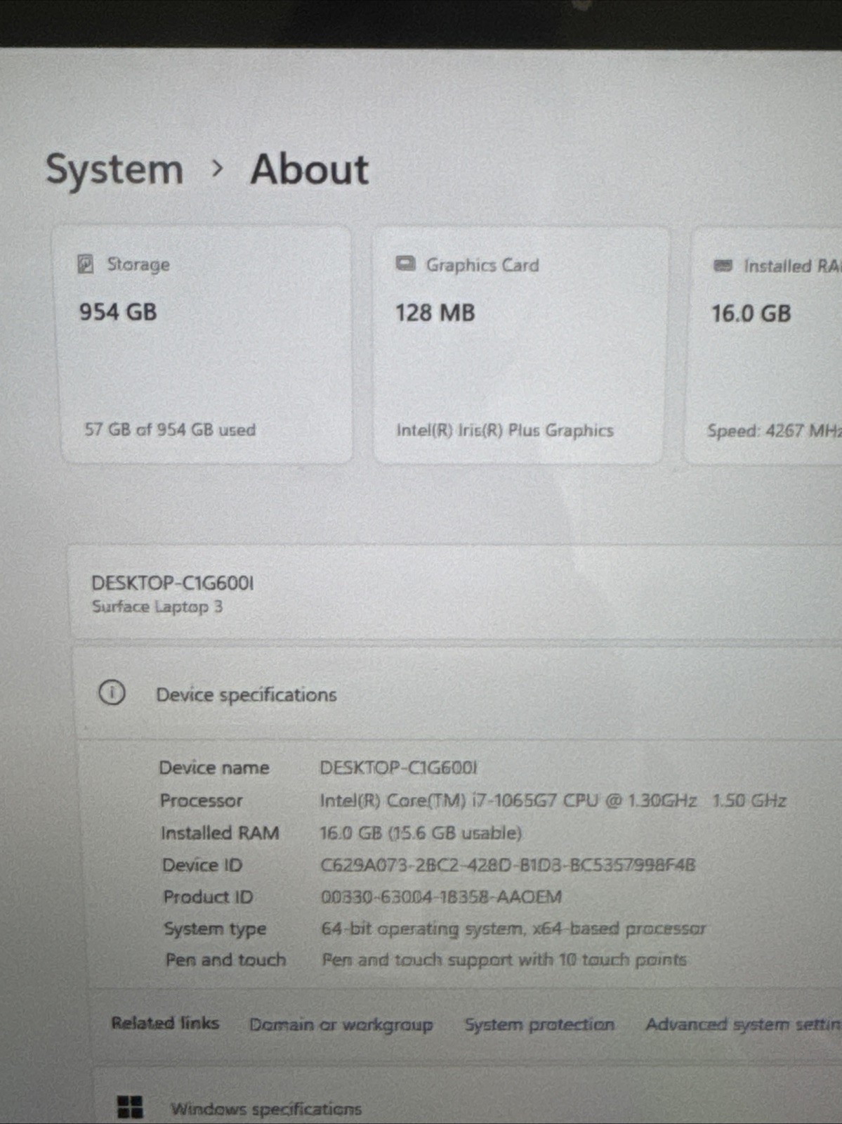 Microsoft Surface Laptop 3″Intel Core i7 1065G7 @1.30GHz|16GB Ram| 1 TB SSD|iris