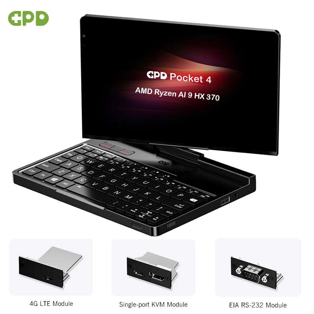 2025 GPD Pocket 4 Mini PC Modular Handheld PC AMD AI 9 HX370 32GB +2TB + Modules