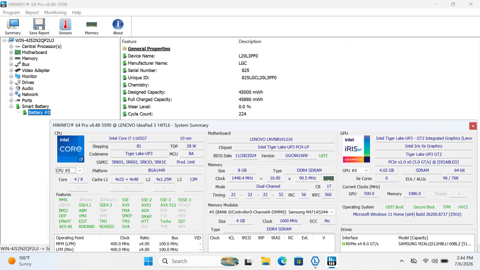 Lenovo IdeaPad 3 14ITL6 14″ FHD I7-1165G7 512GB SSD 8GB W11 Webcam FP Reader