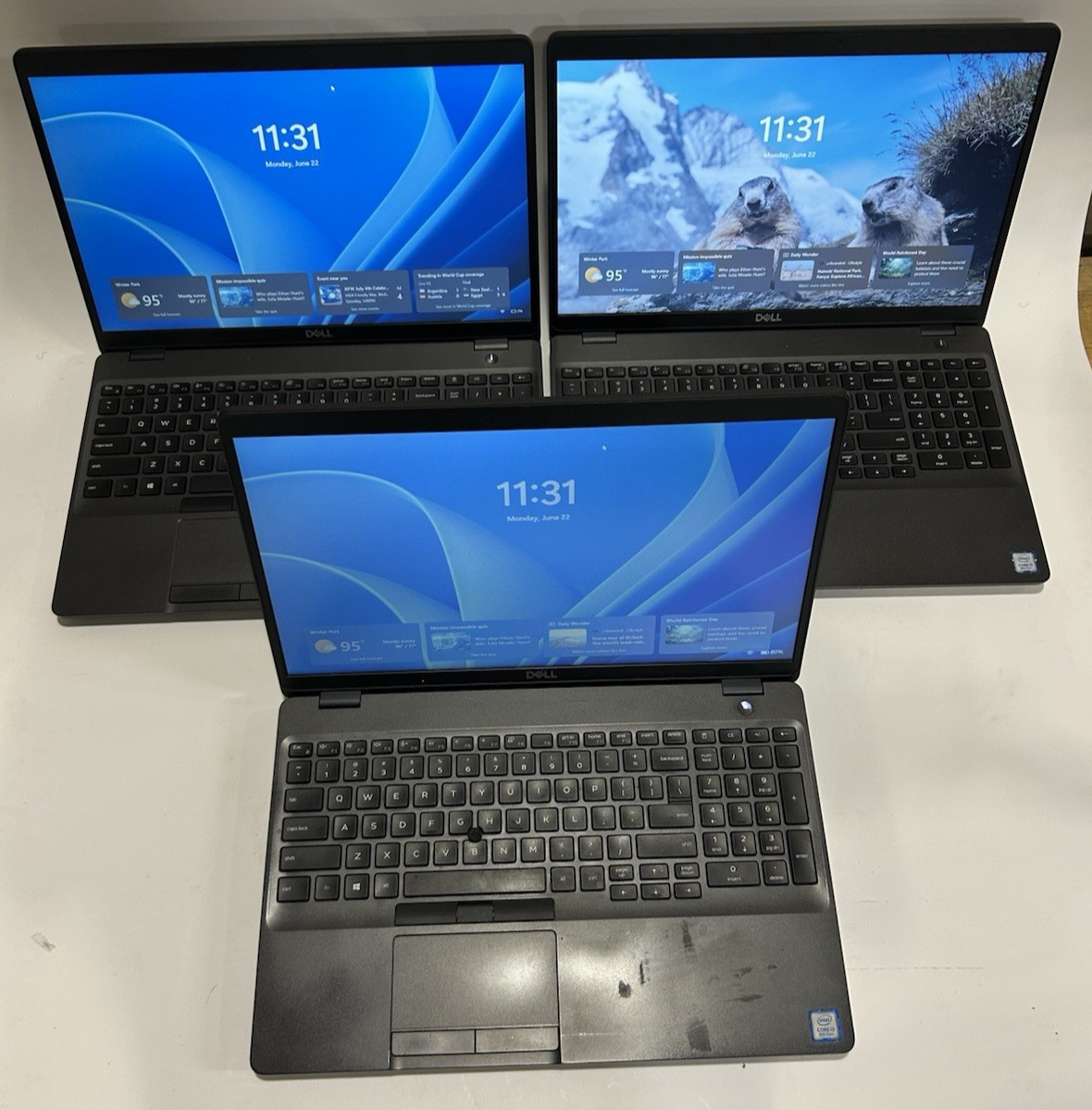LOT OF 3 Dell Latitude 5500 Intel i3-8145u @2.1GHZ – 8GB RAM – 128GB SSD – W11P