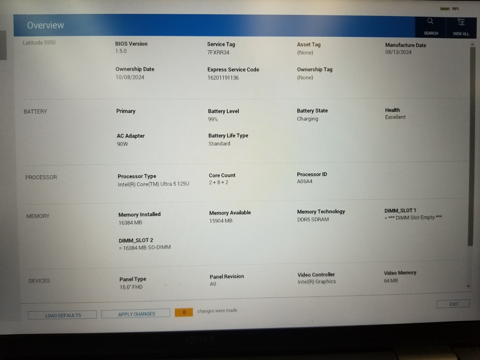 Dell Latitude 5550 / Intel Core Ultra 5 125U / 16GB RAM / No SSD / FREE DELIVERY