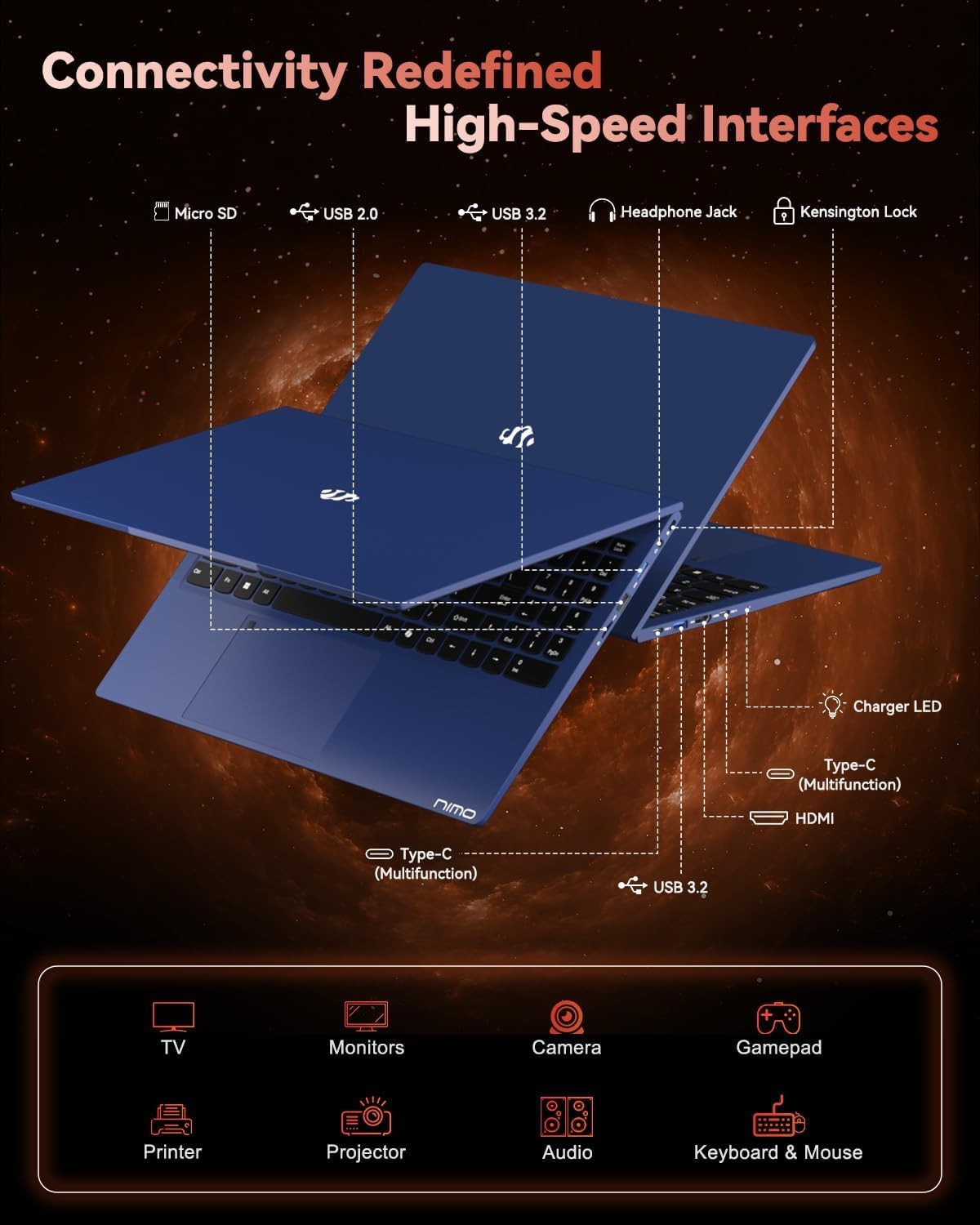 15.6″ FHD Gaming Laptop 8 Cores AMD Ryzen 7 Pro 6850U 32GB LPDDR5 RAM 1TB SSD