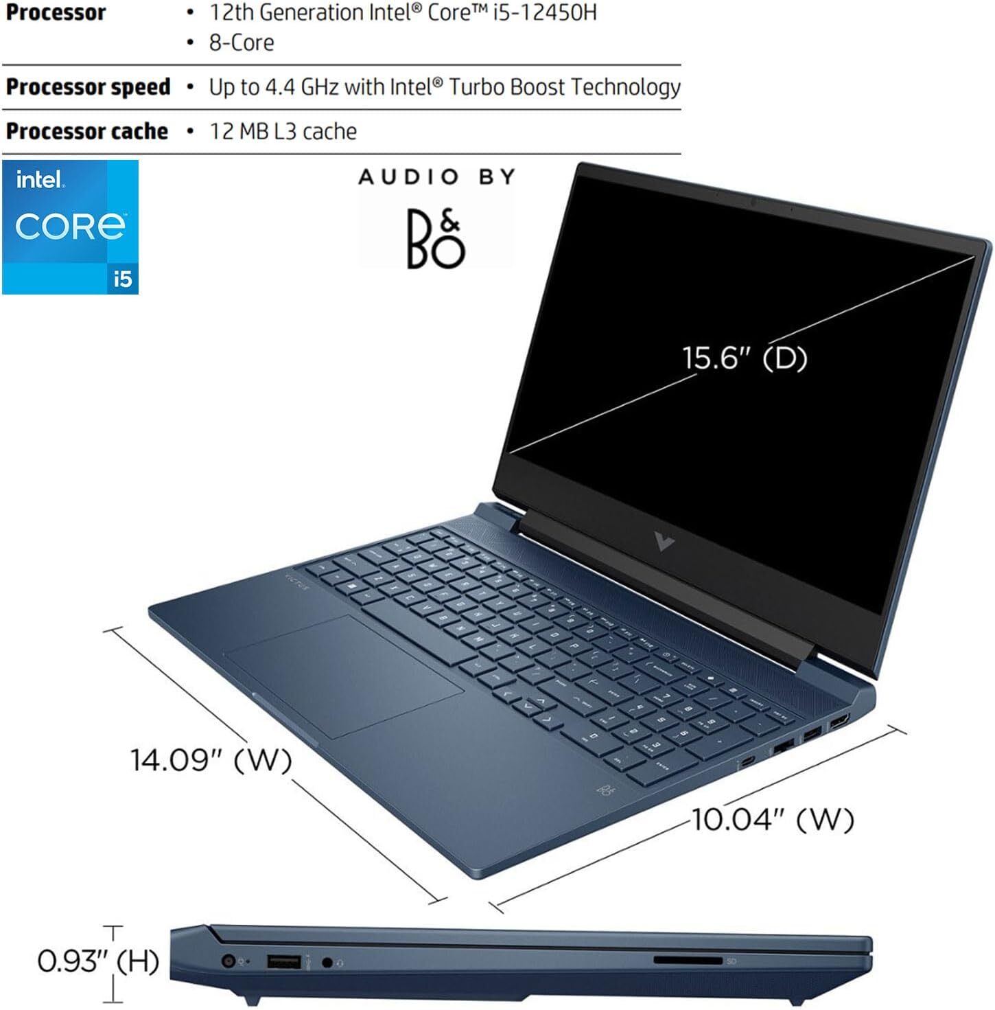 HP Victus 15.6 FHD Gaming Laptop Intel Core i5-12450H 32GB RAM 1TB SSD Touchpad