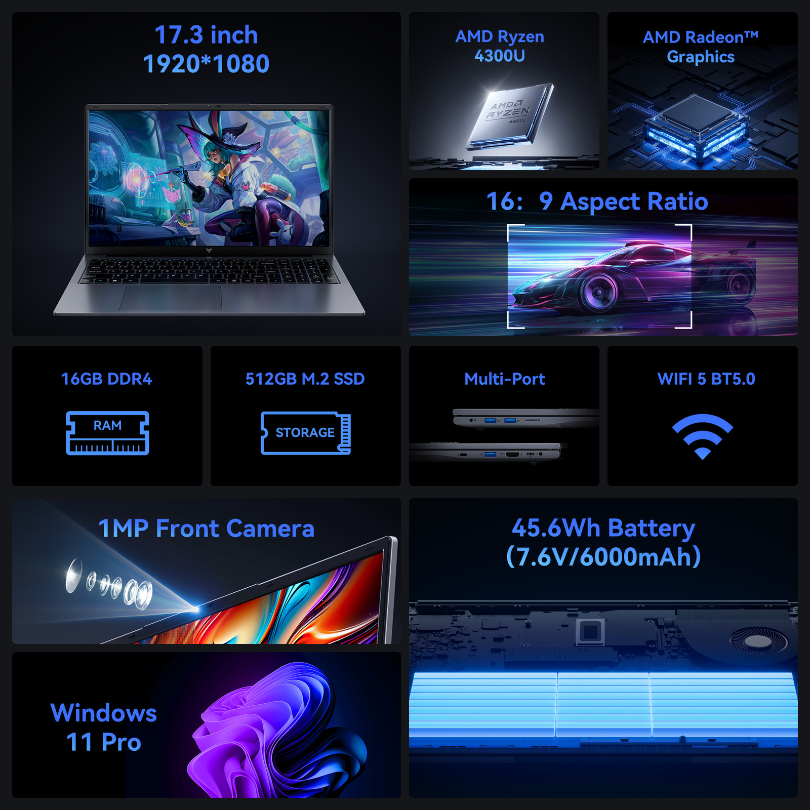 ACEMAGIC LX15P TX15 RX16 Laptop Notebook AMD R7 5700U, R5 7430U, 16GB 512GB SSD