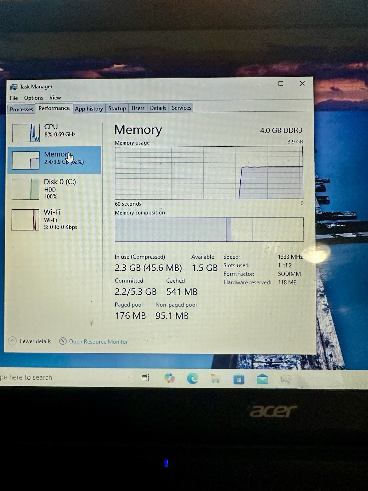ACER ES1-512 MS2394 Intel Celeron N2840 @ 2.16Ghz, 4GB Ram, 500GB HDD W Charger