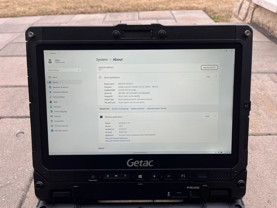 Getac K120 Rugged Toughbook Touch i5-8250U 1.60Ghz 32GB 2TB SSD Win 11 785 Hour