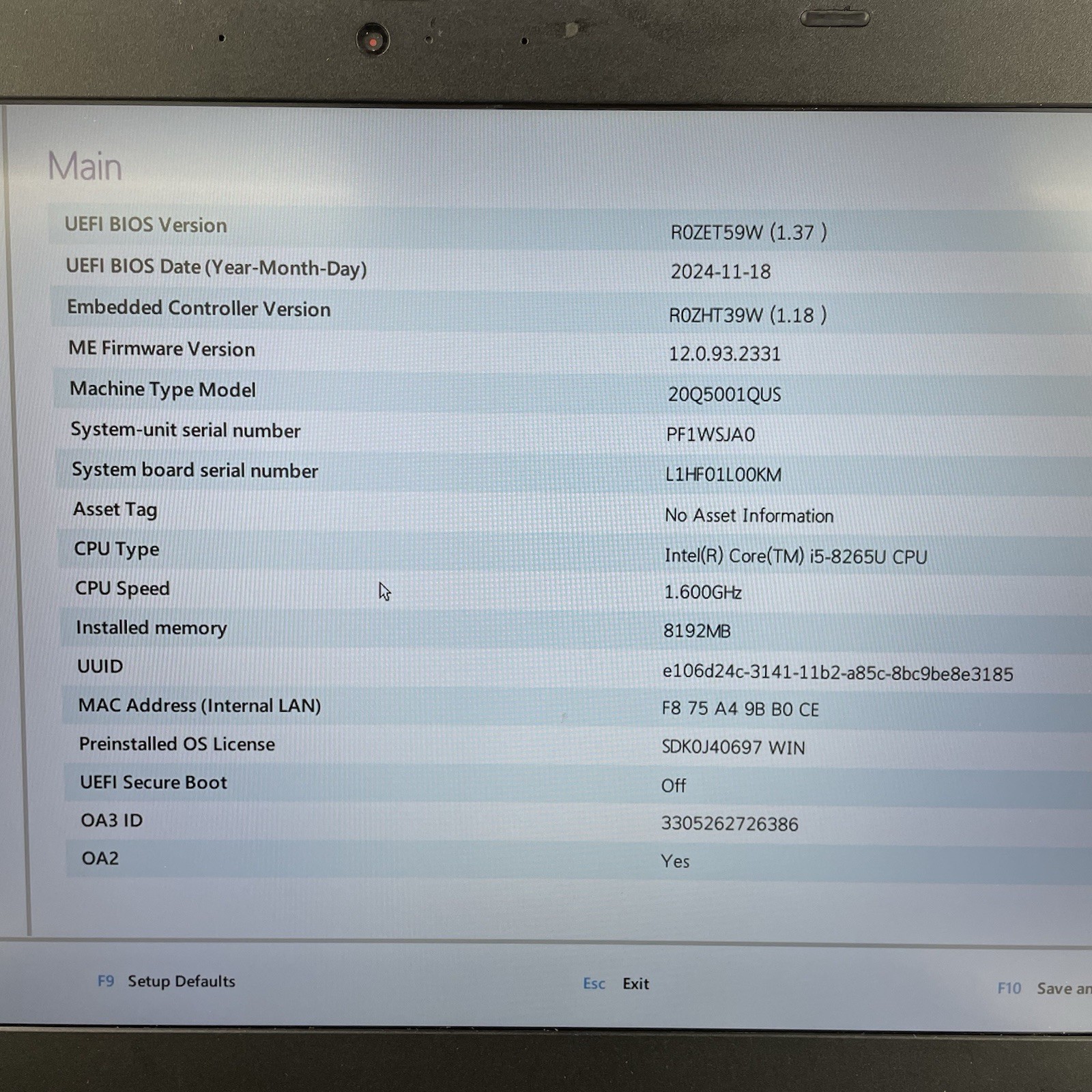 Lenovo ThinkPad L490 14″ i5-8250U 1.60 GHz 8 GB RAM No SSD/OS/AC