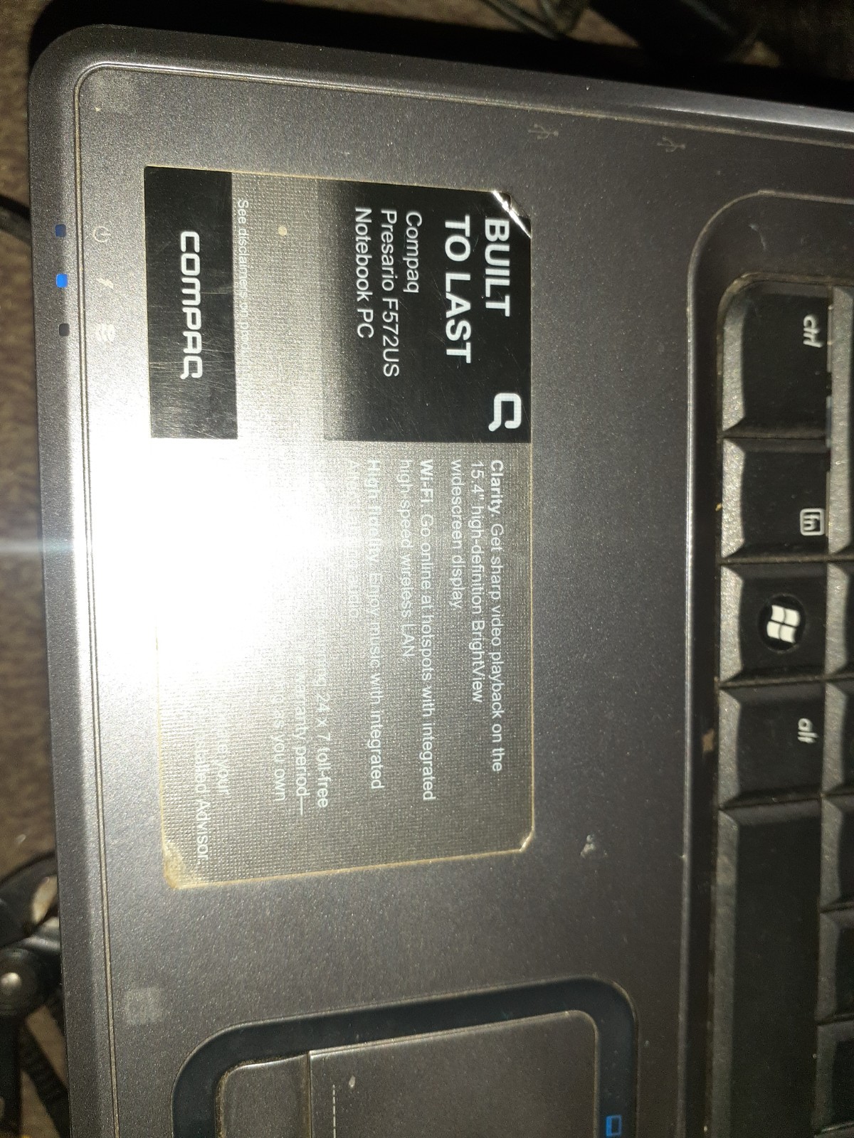 Compaq Presario F500 F572US AMD Athlon 64 X2 1GB Ram No Cord