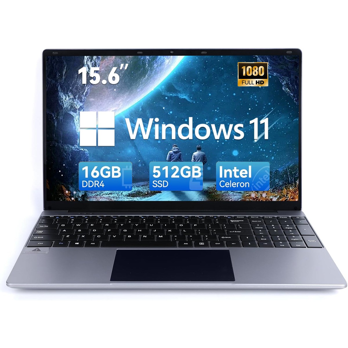 15.6 inch Laptop 16GB+512GB Windows 11 Computers 2.4G/5G WiFi Bluetooth Type-C