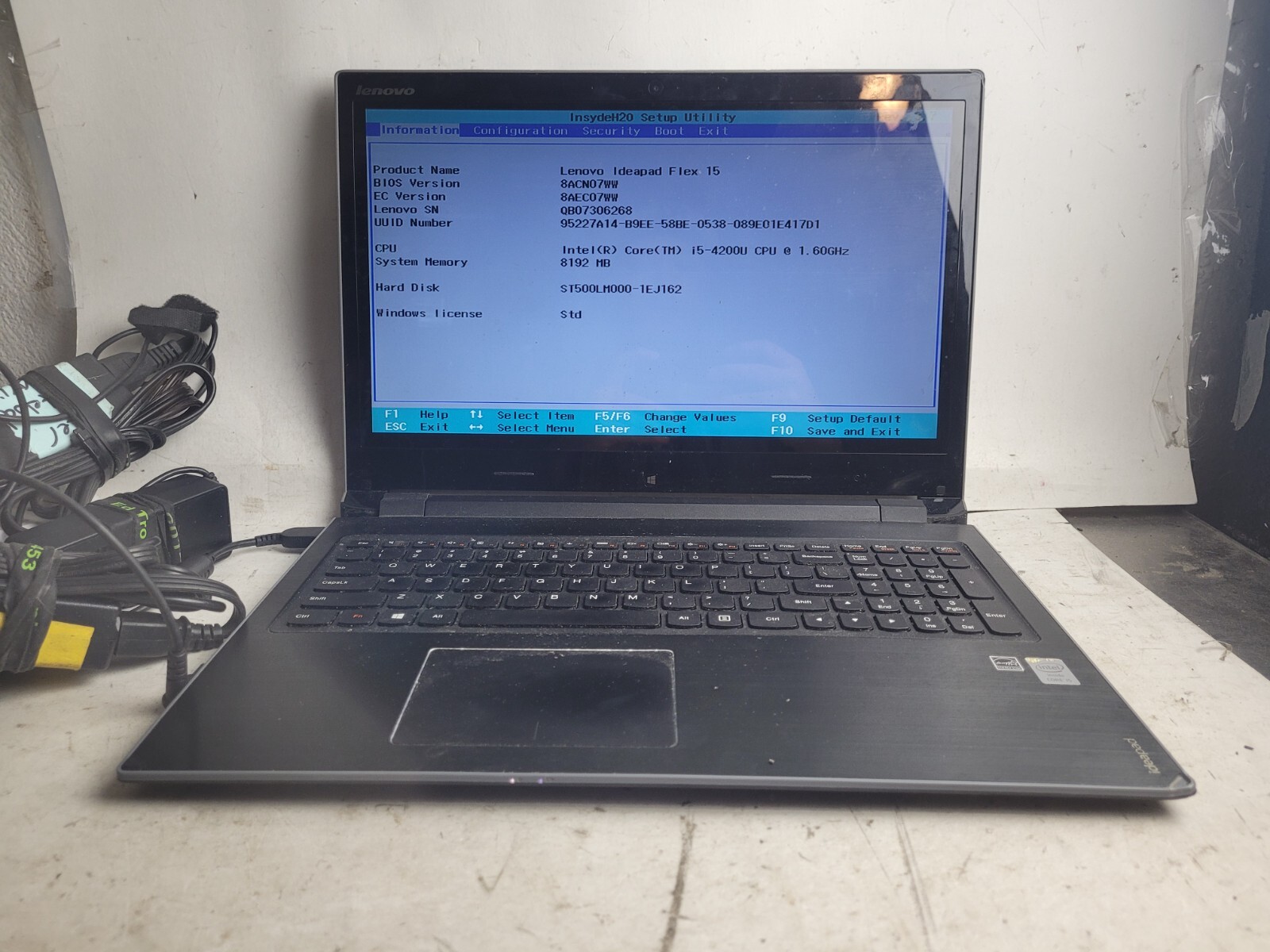 Lenovo IdeaPad flex 15 w/i5-4200U, 8GB RAM,500GB HDD, 15″ Laptop for Parts #1922