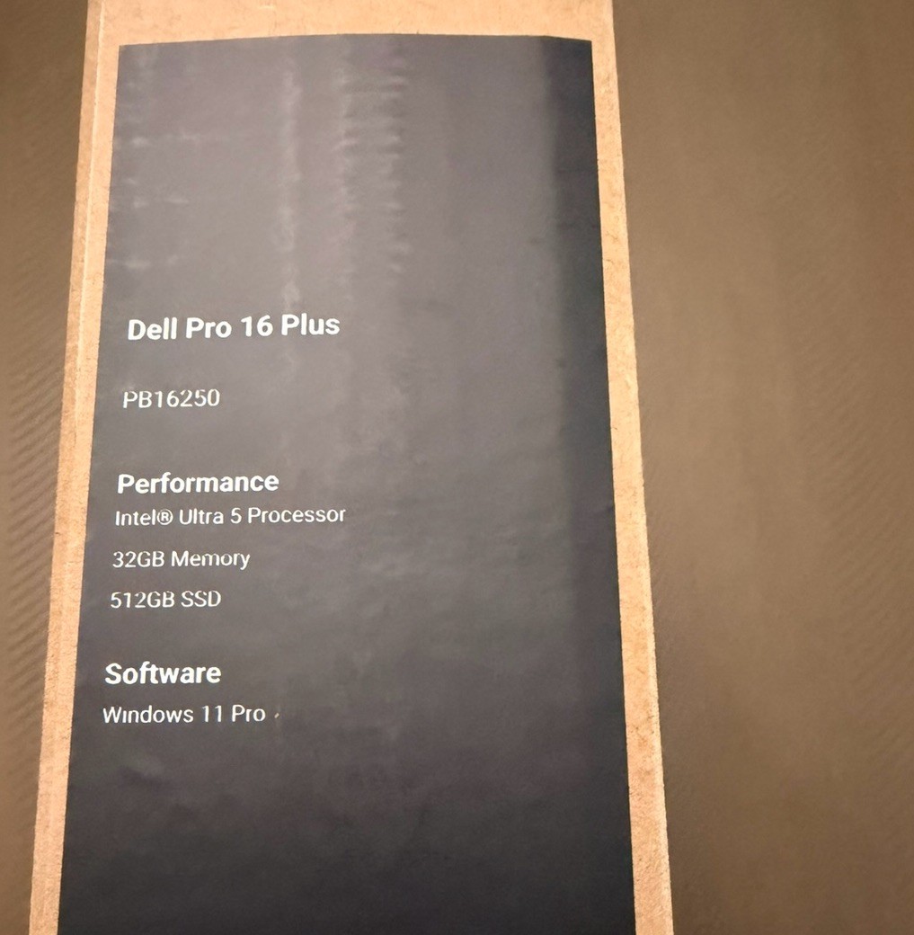Dell Pro 16 PC16250 Laptop Windows 11 32 GB 500 SSD 3-Year Pro Warranty -SEALED-