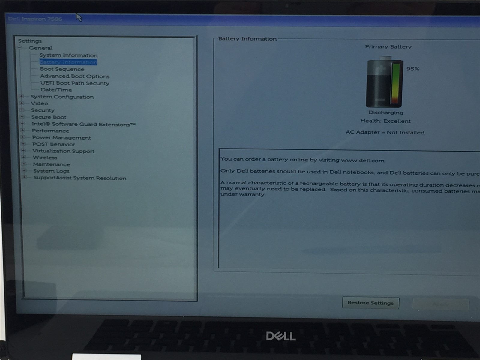 Dell Inspiron 7586 2-in-1 Intel i5-8265U 1.60GHz 8GB RAM 256GB SSD Windows 10