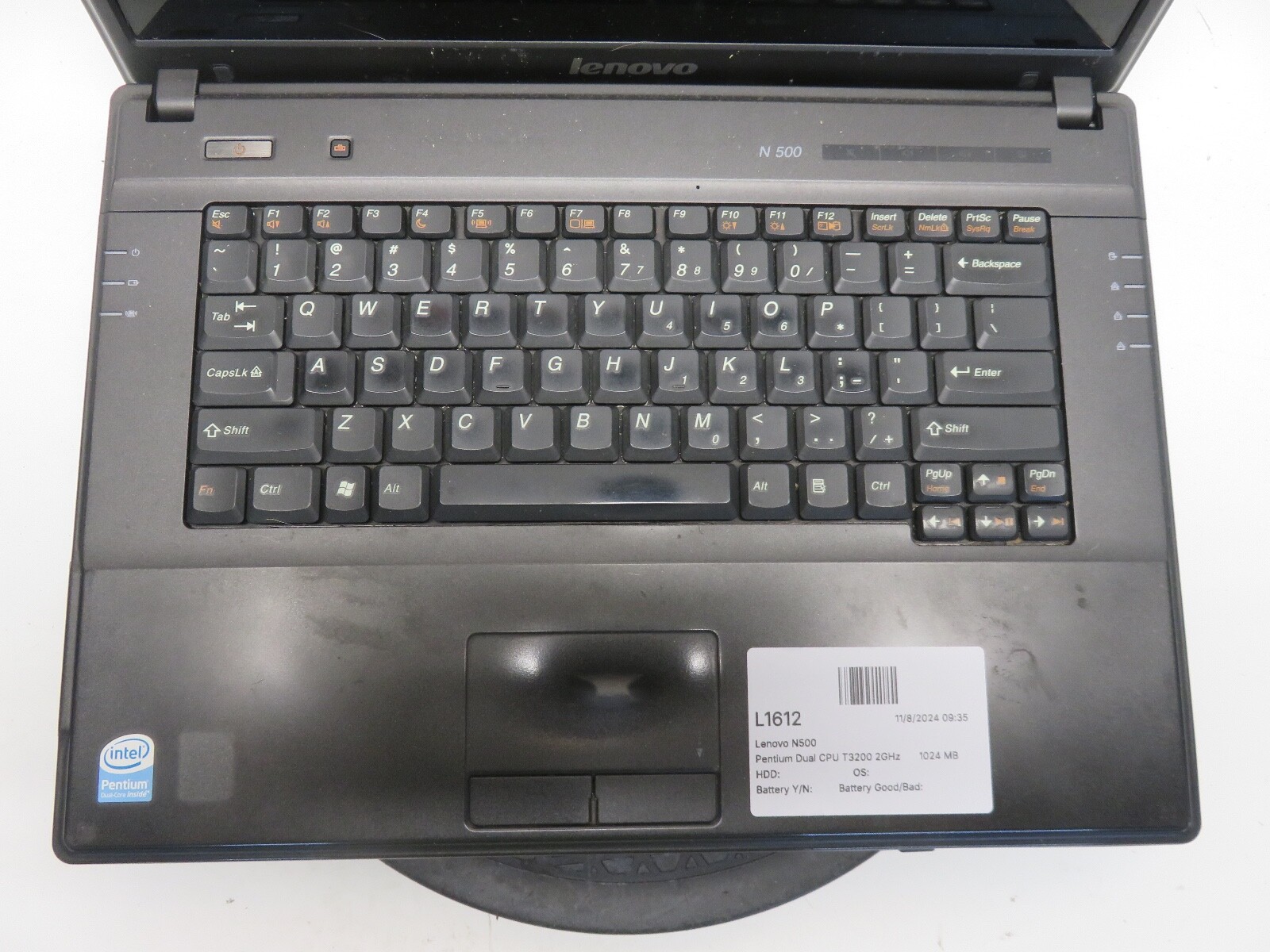 Lenovo N500 Pentium Dual CPU T3200 2GHz 1024 MB NO HDD No Batt