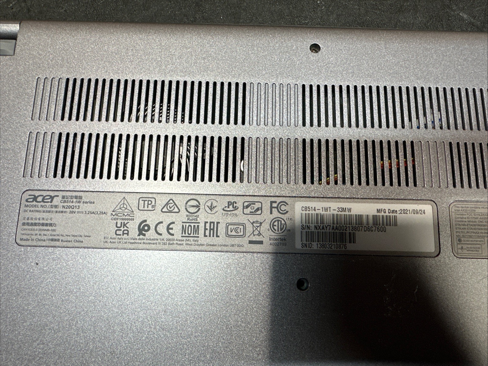 Acer ChromeBook 514 Tested LCD Screen w/ Chassis & Battery – No Motherboard