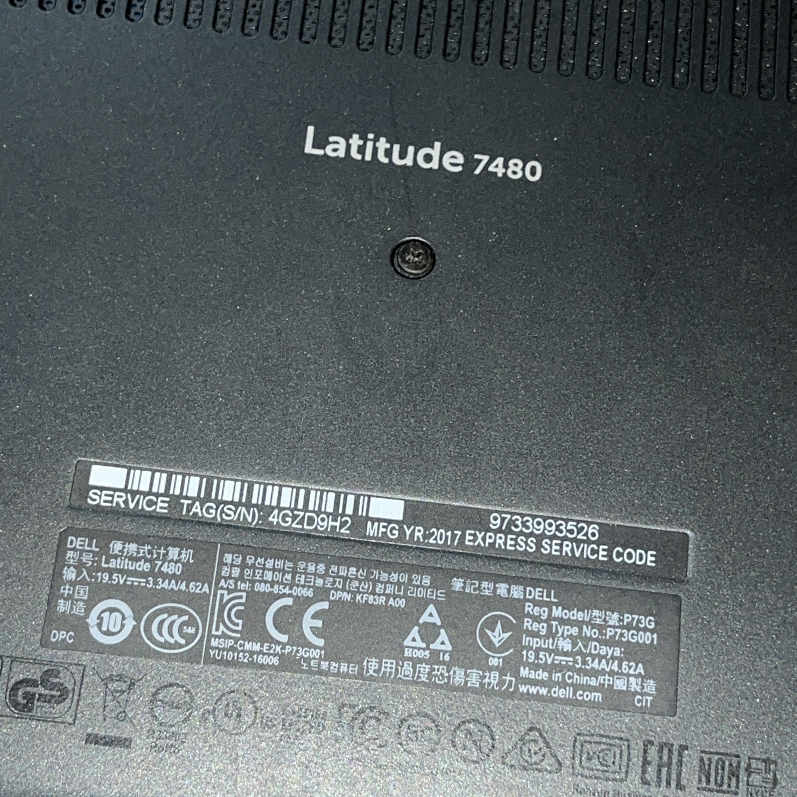 DELL LATITUDE 7480 INTEL CORE I7-7600U 2.80GHZ 8GB RAM NO HD “