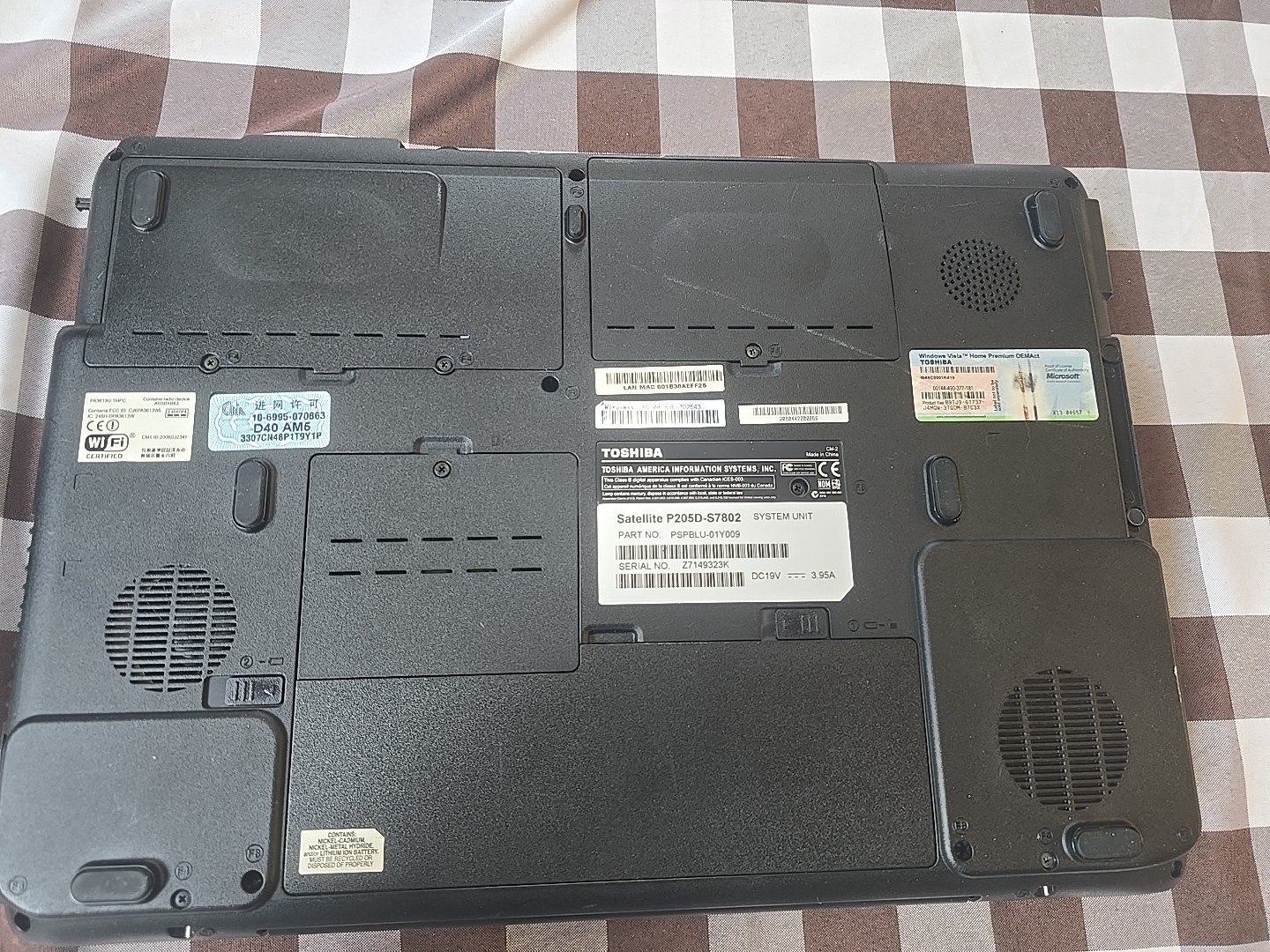 Toshiba Satellite P205D-S7802 Laptop AMD Turion 64 x2 4GB Ram 160GB HDD Works