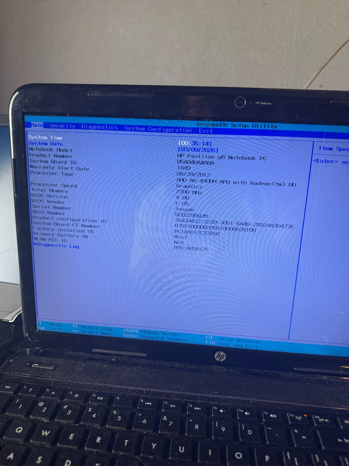 HP Pavilion g6 AMD A6 4400M, 4GB RAM, 15.6″ Laptop for Parts/Repair #4871
