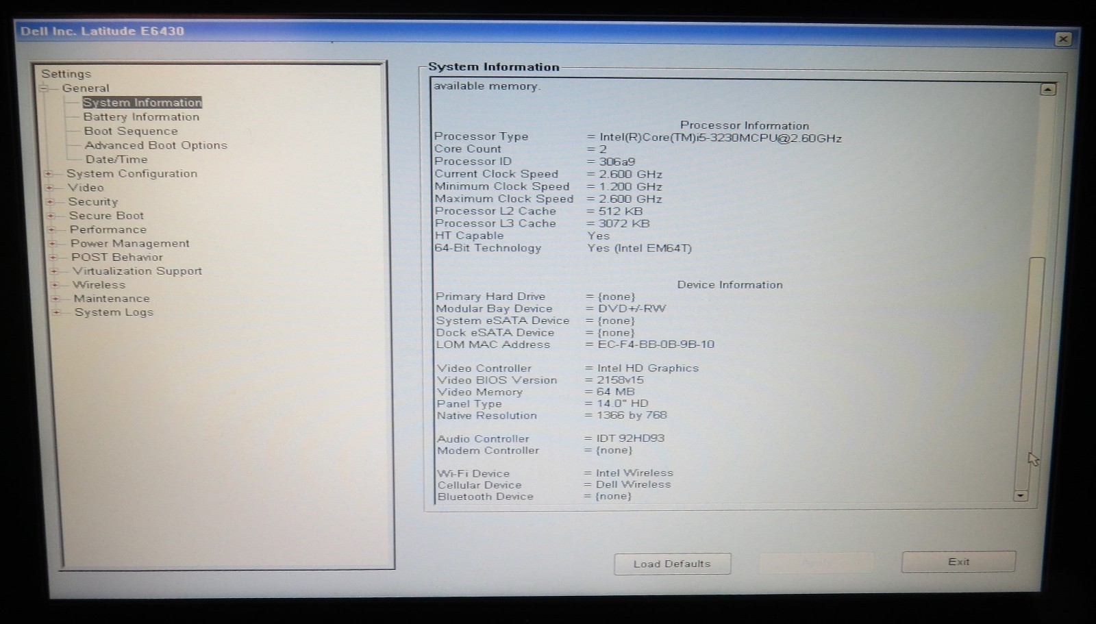 Dell Latitude E6430 _ i5-3230M @ 2.6 _ 4GB RAM _ No SSD / OS