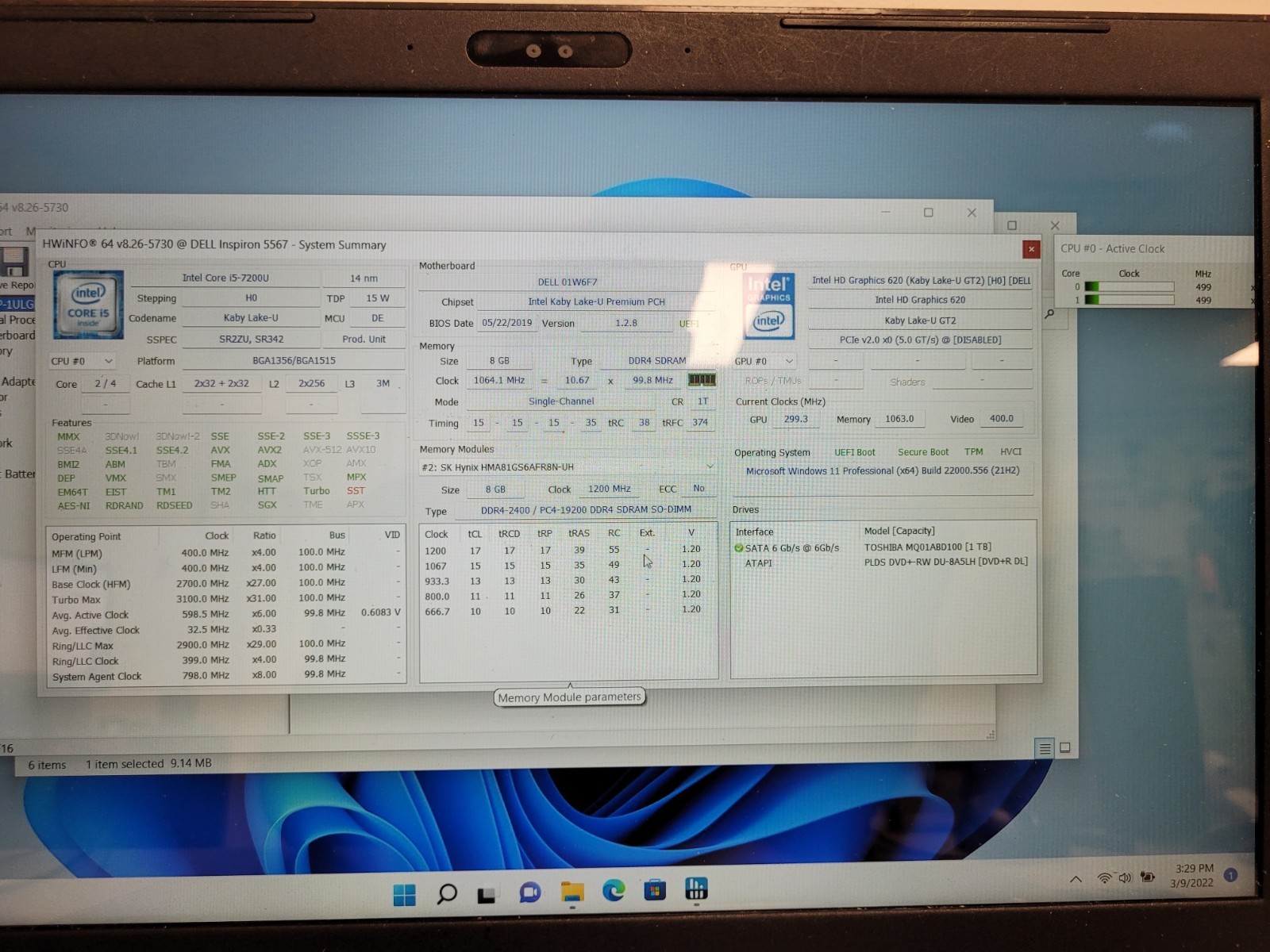 Dell inspiron 5567 15.6″ i5-7200u 2.5ghz 8gb ram 1tb hdd w11p READ 2J5WVF2