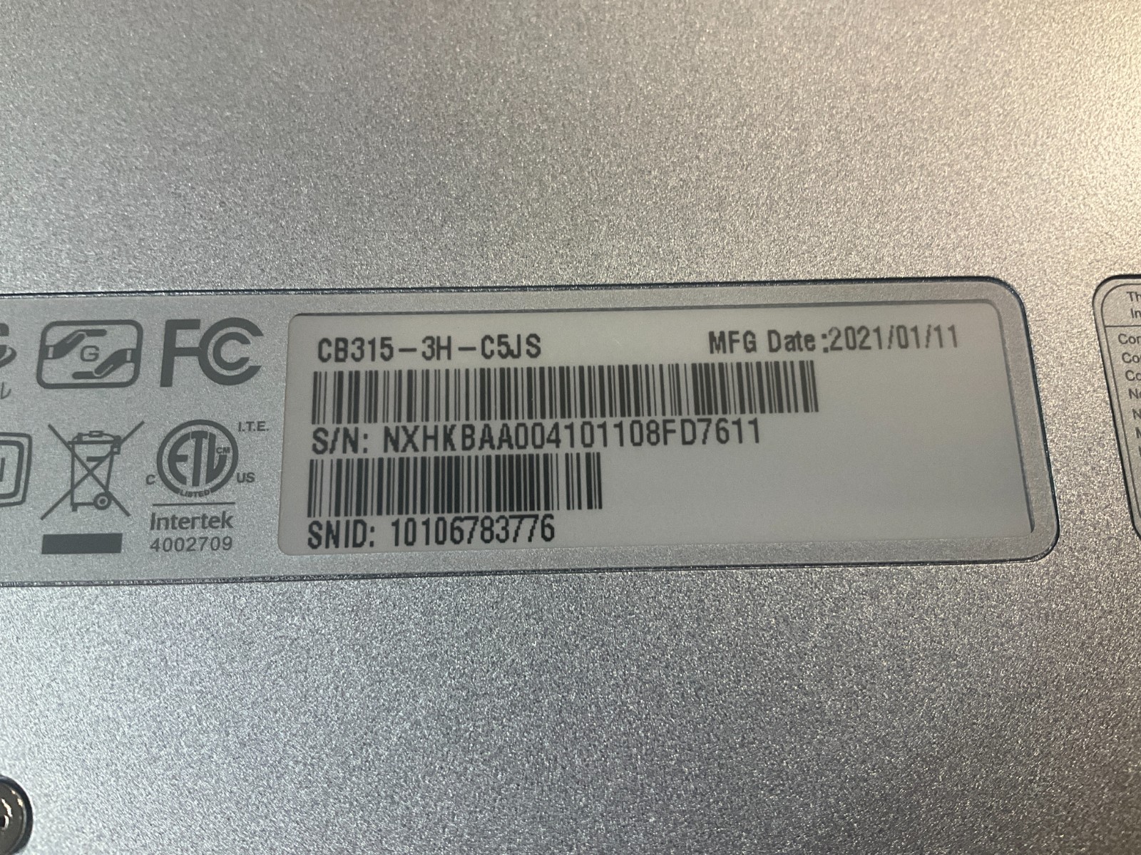 ACER CHROMEBOOK 315 CB315-3H N4020 4GB 32GB 15.6 WORKS ON AC ONLY ✅ 🇺🇸