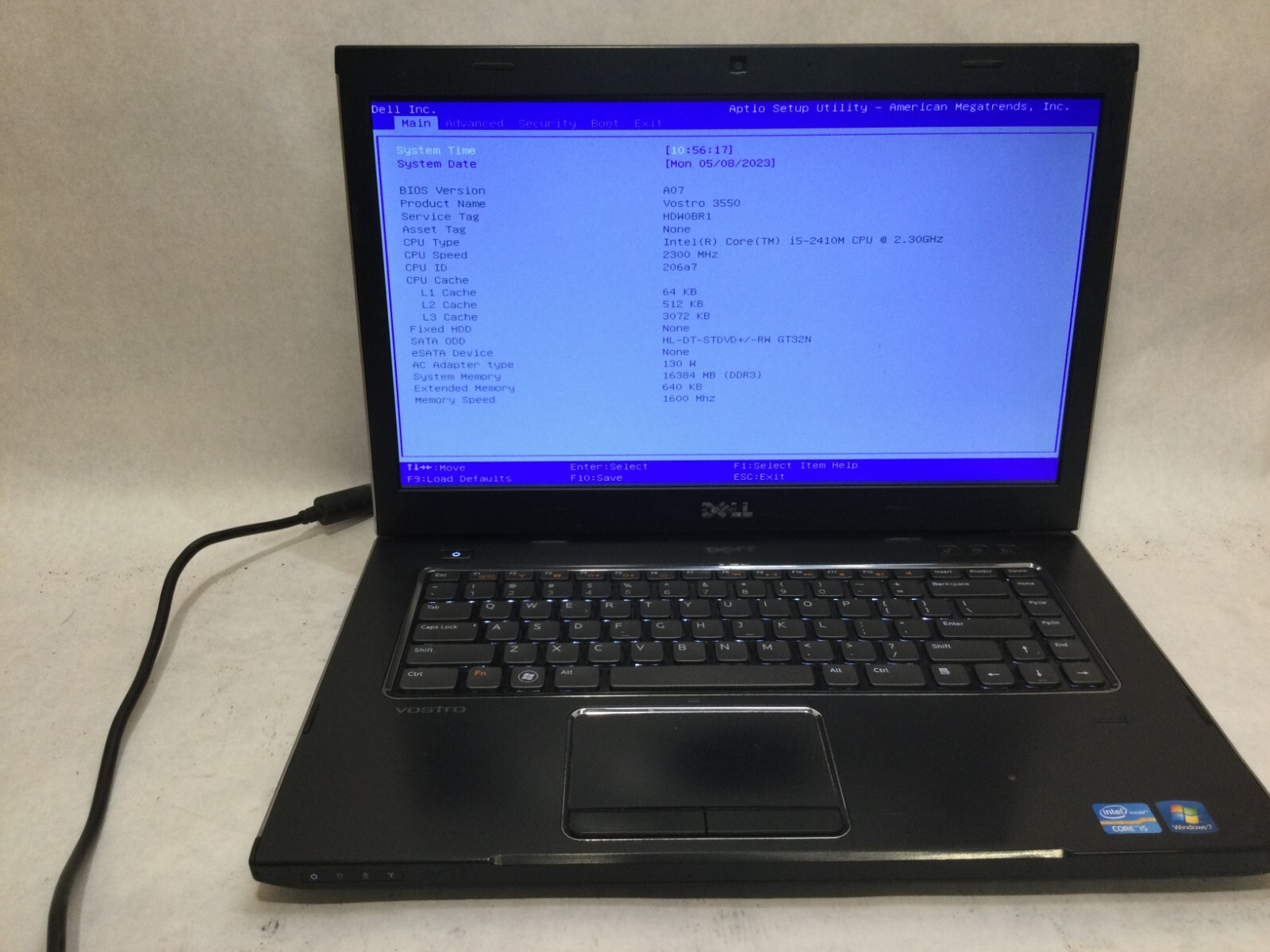 Dell Vostro 3550 15.6” / Intel Core i5-2410M @ 2.30GHz / (MISSING PARTS!) -MR