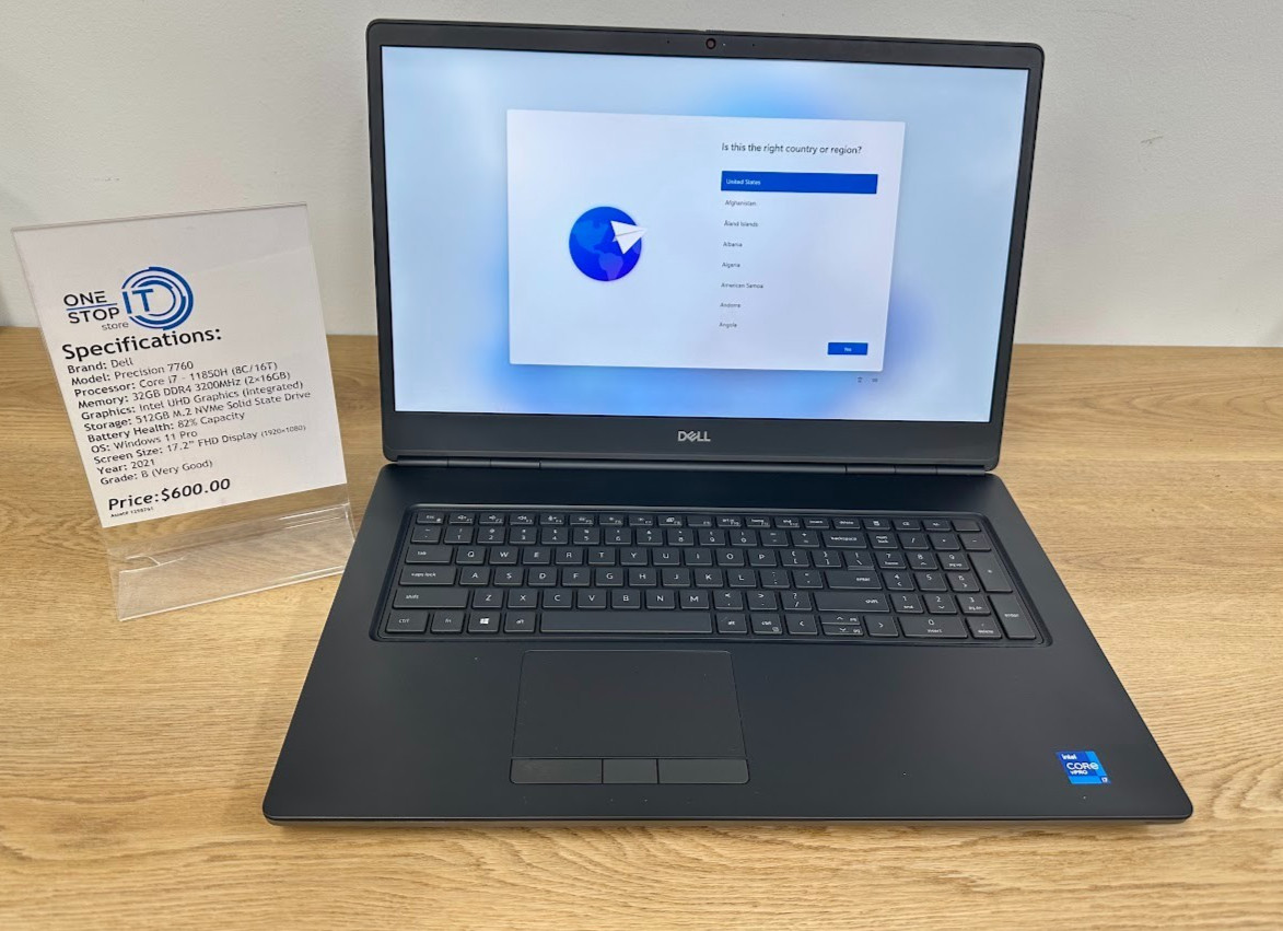 Dell Precision 7760, Core i7 11850H 32GB DDR4, Intel UHD, 512GB SSD, 2021, 17.2′