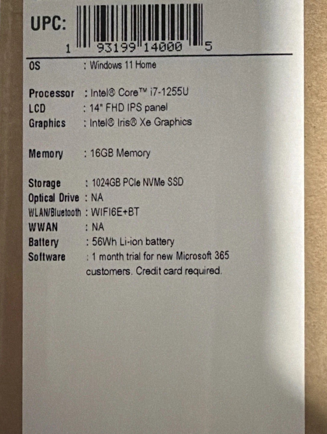 MINT/FULL BATTERY CAPACITY: Acer Aspire Vero,14-inch, i7, 16GB RAM, 1TB SSD-2023