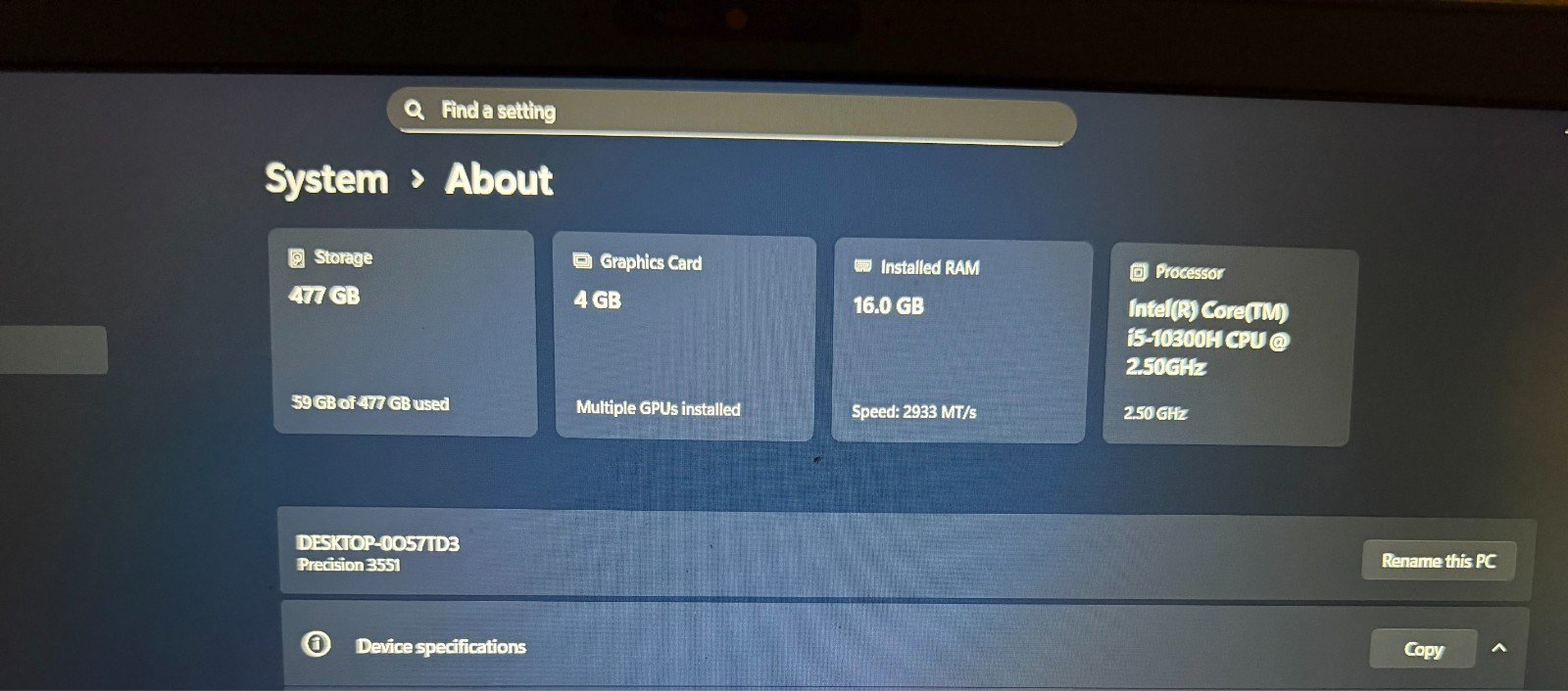 Dell Precision 3551 Workstation | 15.6″ FHD | i5-10300H | 16GB RAM | 512GB SSD