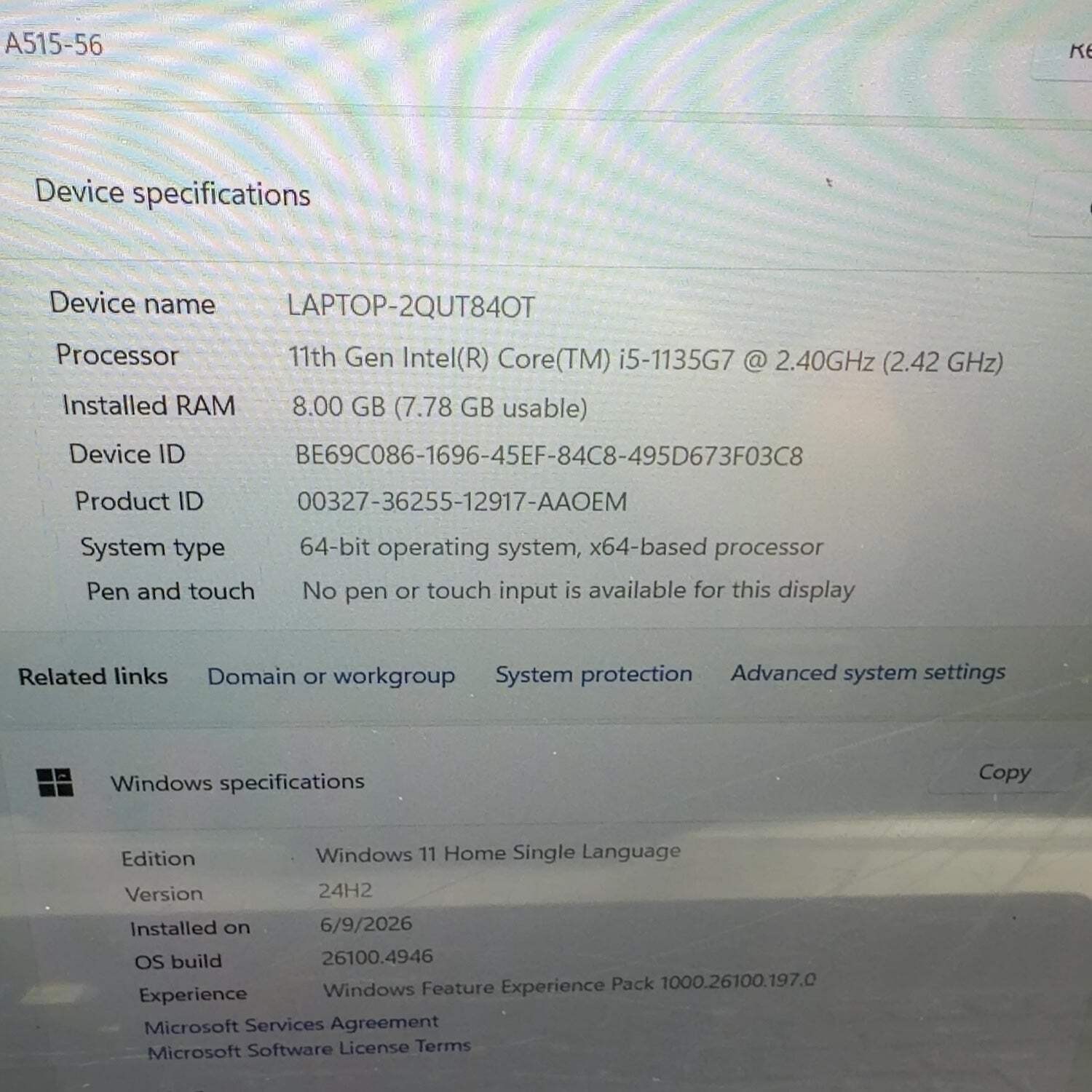 Acer Aspire 5 A515-56 15.6″ i5-1135G7 2.4GHz 8GB RAM 512GB SSD