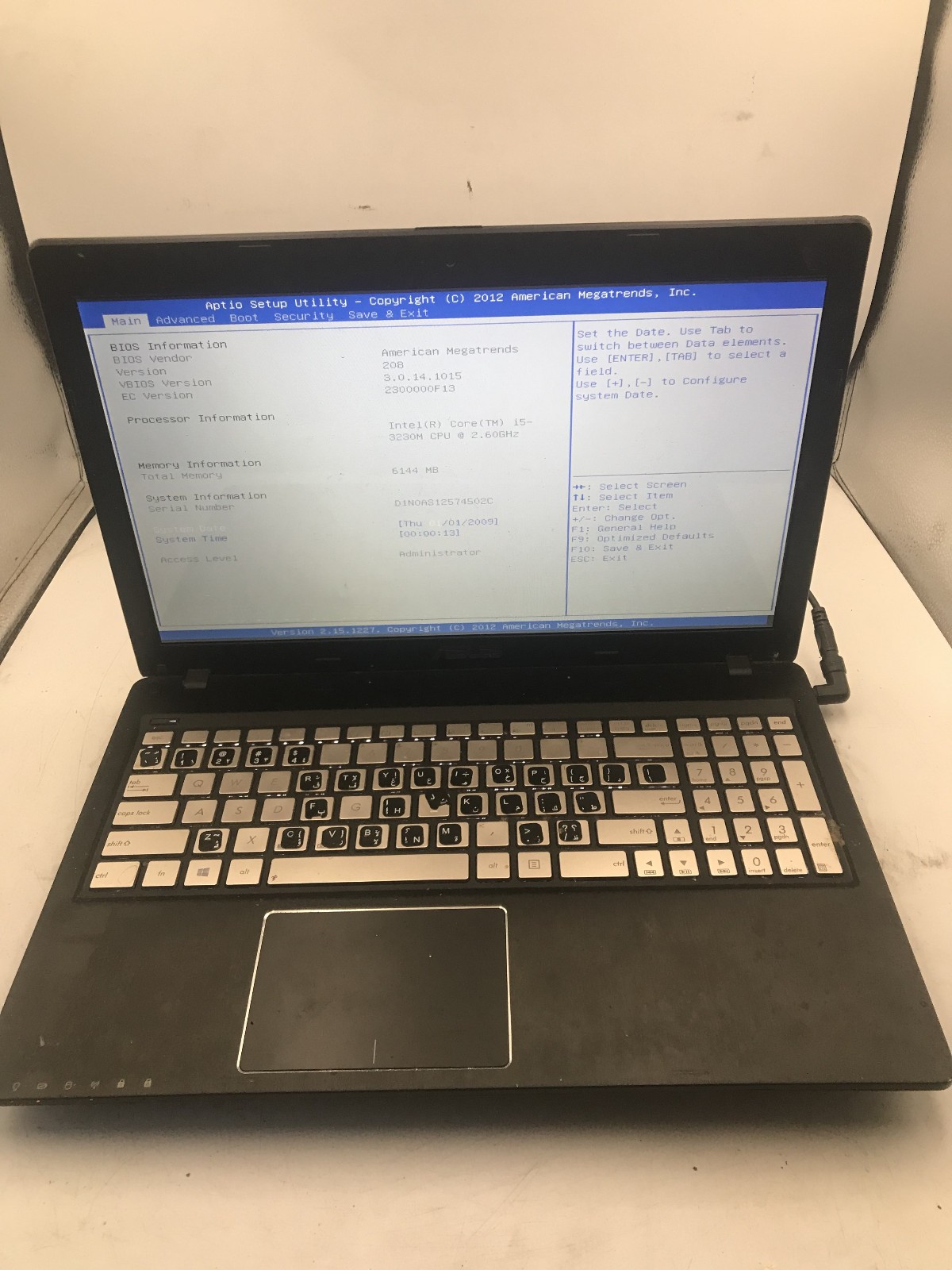 ASUS Q500A NOTEBOOK – BOOTS TO BIOS – INTEL I5 3210M – 6GB RAM – 15″ – READ – BB