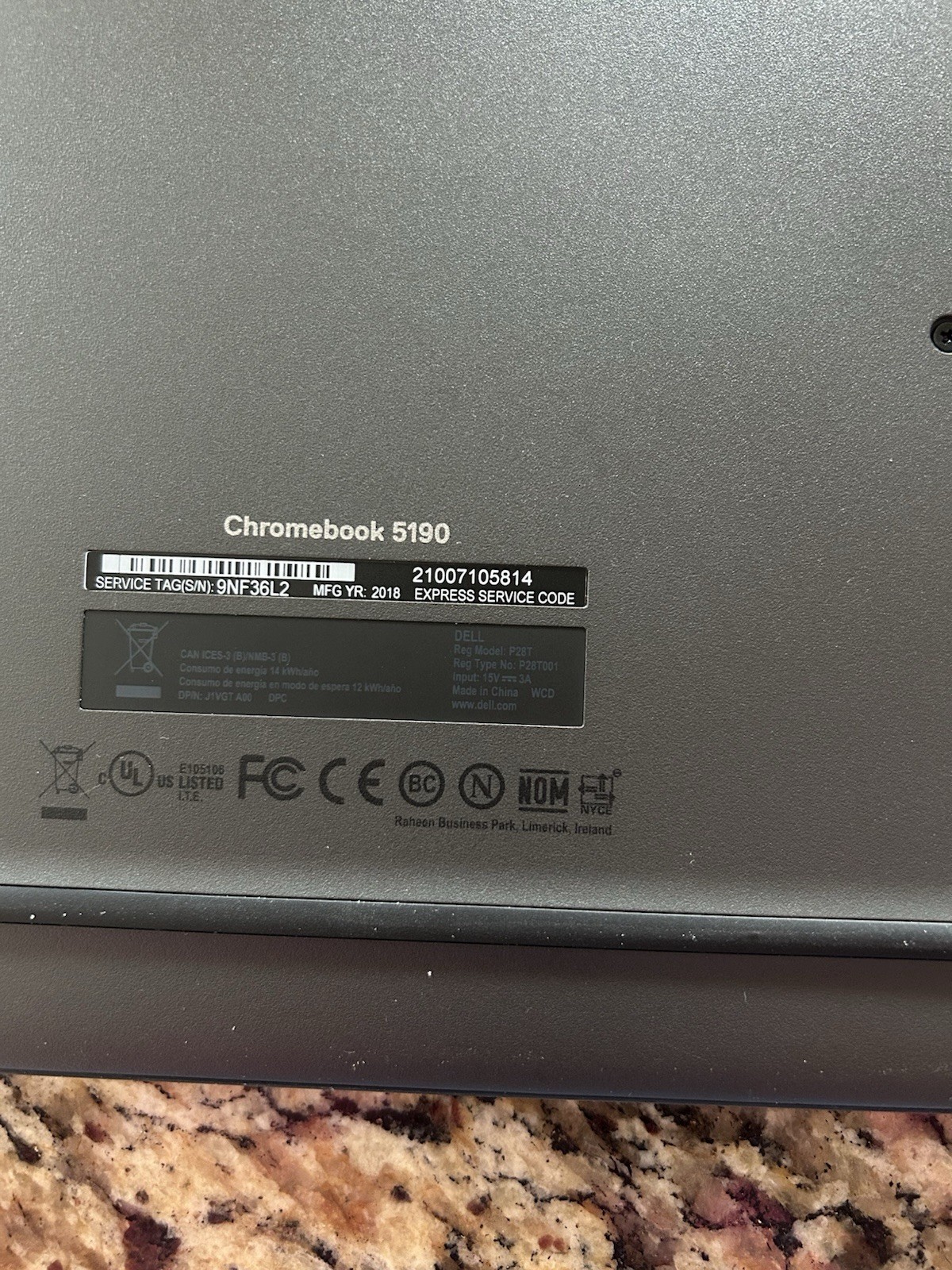 Lot Of 5 Dell Chromebook 5190 Celeron N3450 1.1GHz 32GB HDD 4GB Ram WiFi Tested