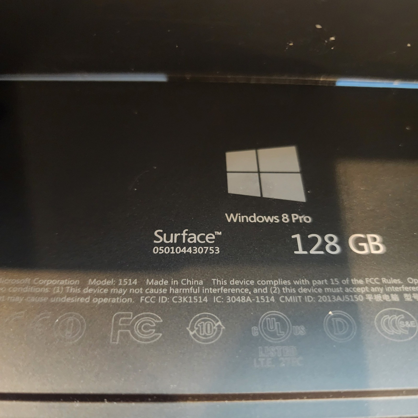 Microsoft Surface Pro Tablet 128 GB Hard Drive 4 GB RAM Windows 8 Pro Model 1514