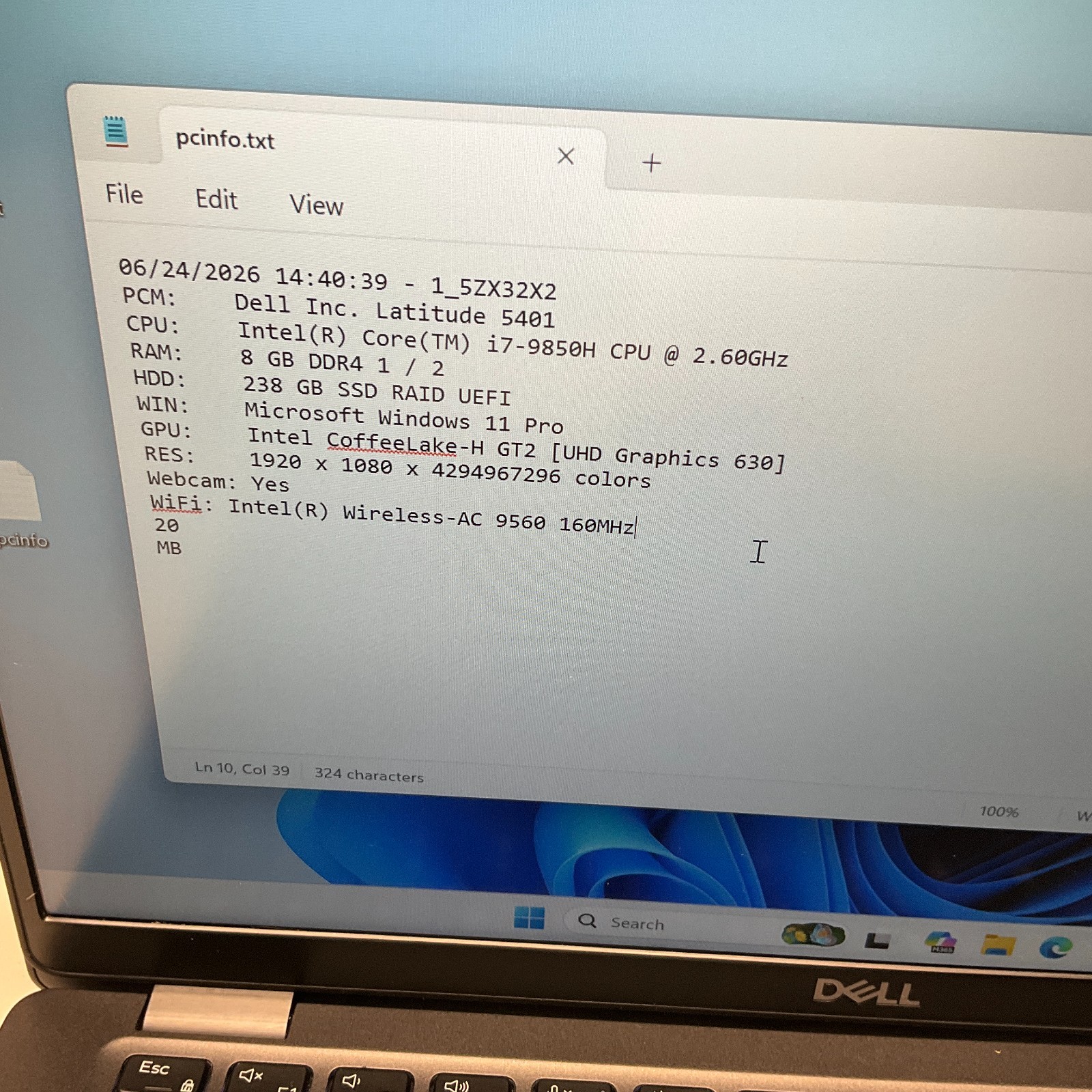 Dell Latitude 5401 Laptop i7 9850H 2.60GHZ 14″ FHD 8GB 256GB SSD Win 11 Pro BIOS