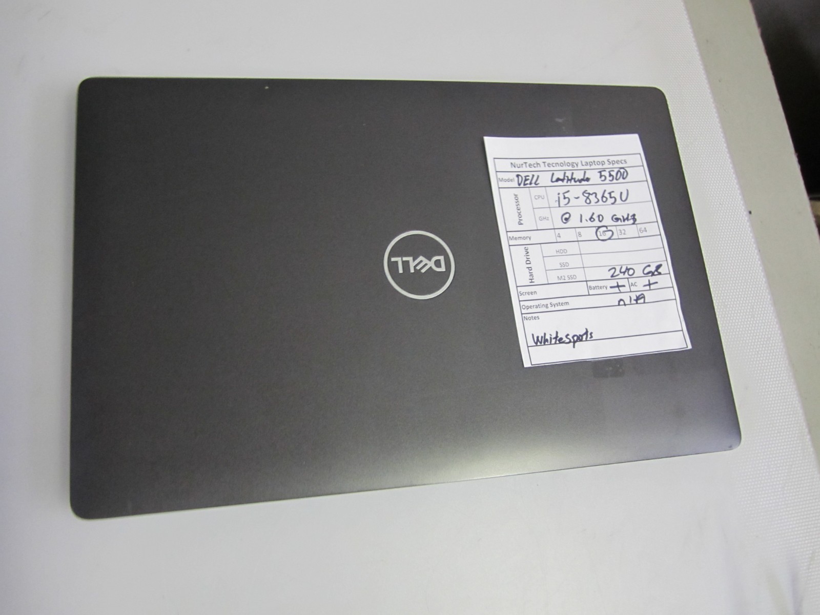 Dell Latitude 5500 i5-8365U 1.6GHz 16GB/240GB m2 SSD [NO OS] Laptop + AC READ