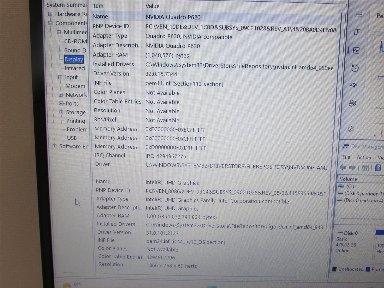 Dell Precision 3551 i5-10300H 2.5GHz 16GB RAM 512GB NVME 15.6″ W11 Pro COSM DMG
