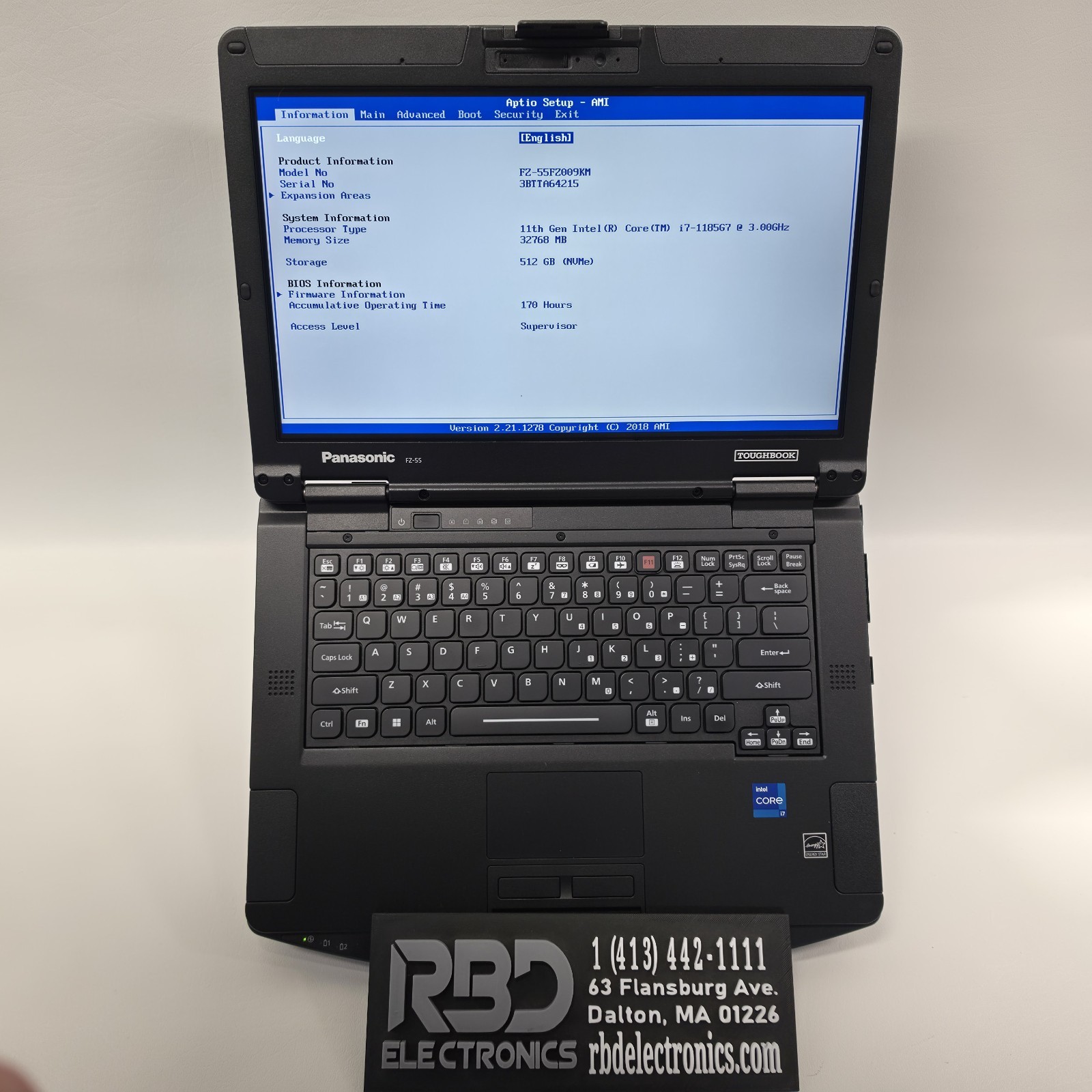 Panasonic Toughbook FZ-55 MK2 FHD I7-1185G7 32GB 512 NO OS/AC