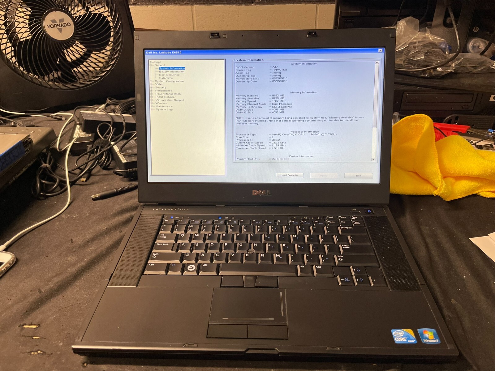 Dell Latitude E6510 i5-540M @2.53GHz 8GB RAM 15.6″ 250GB HDD w/ Power Adapter