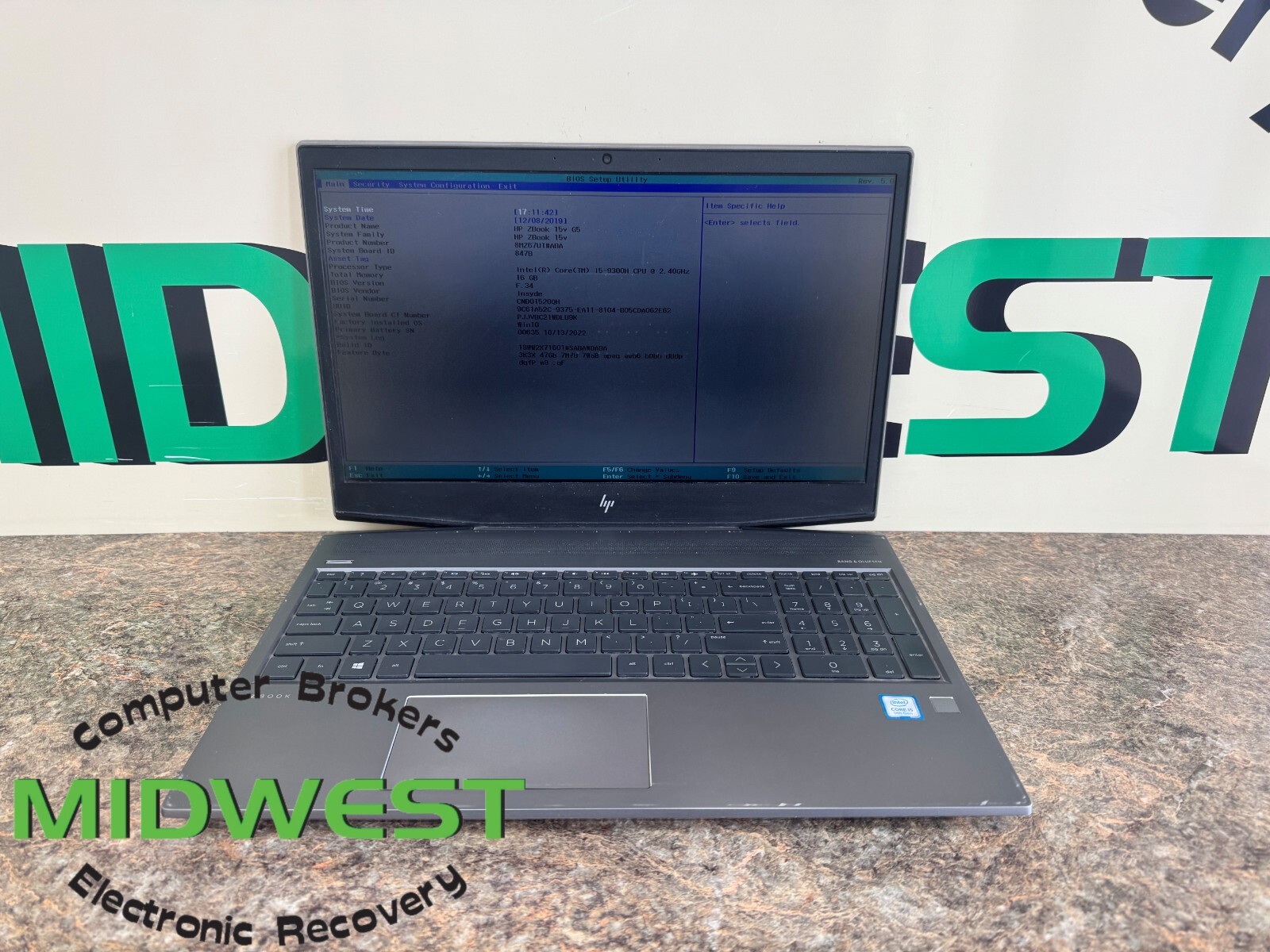 HP ZBook 15v G5 i5-9300H 2.4GHz 16GB RAM NO OS/HDD/SSD