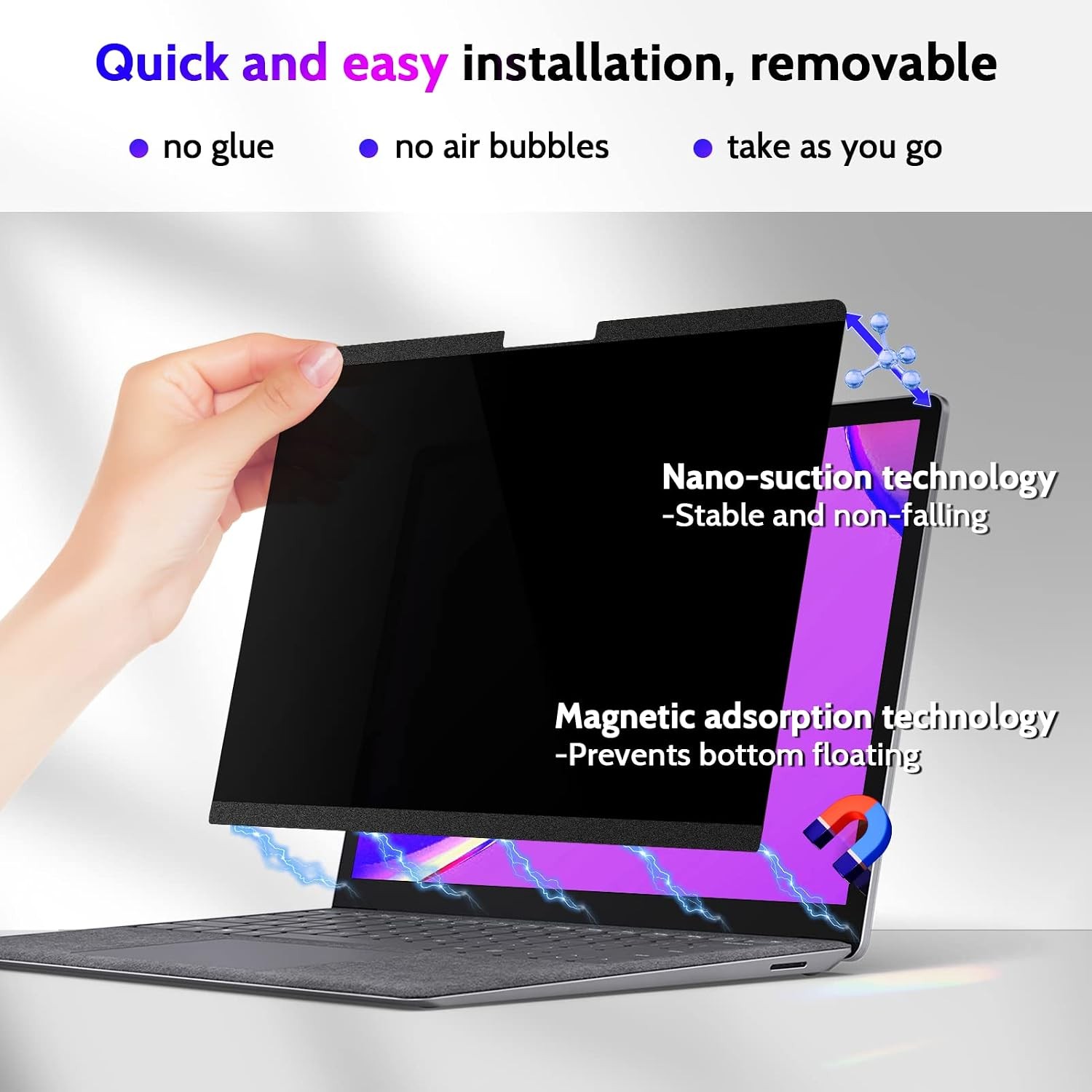 Magnetic Privacy Screen for Surface Laptop 6/5/4/3/2/1 13.5 Inch, Black Filter