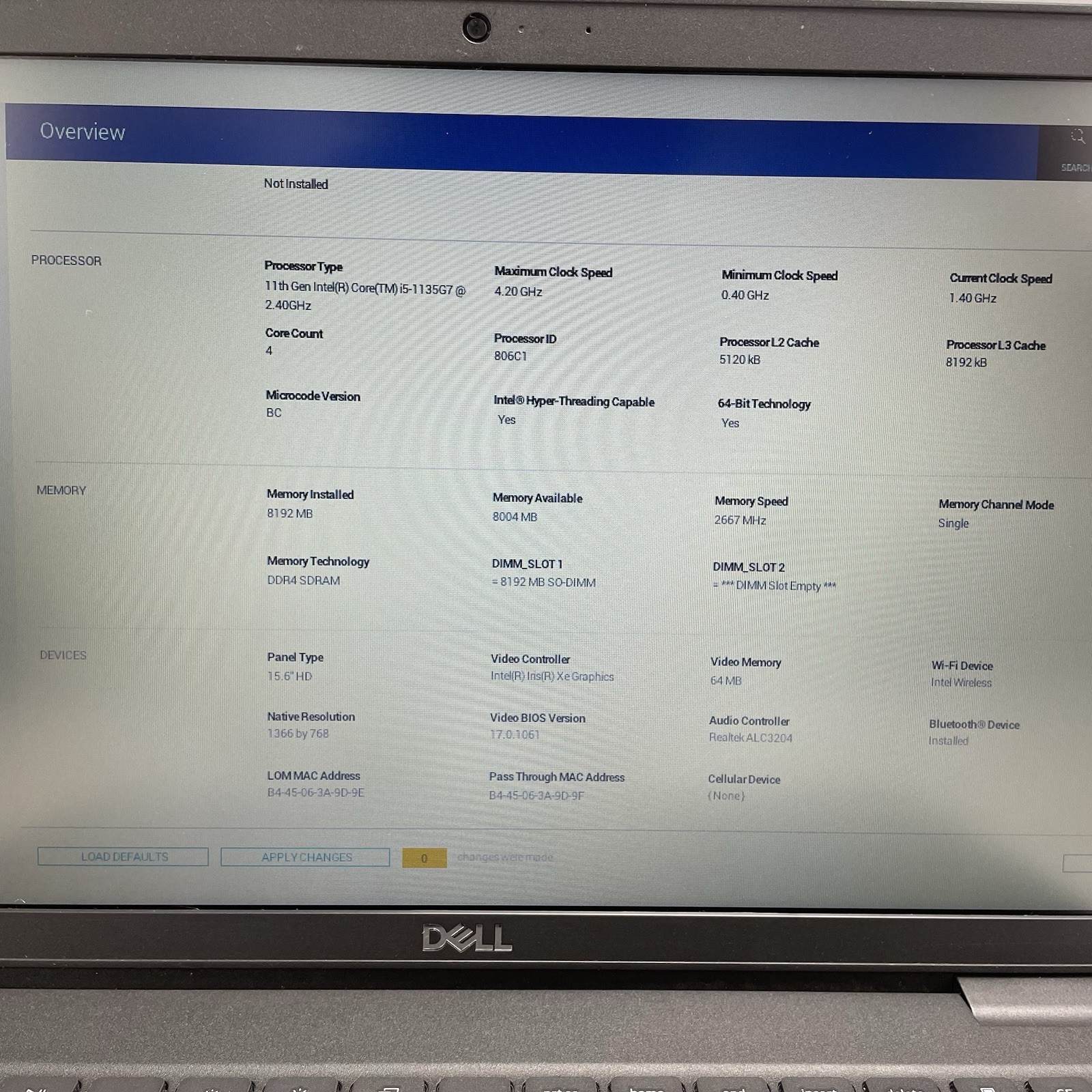 Dell Latitude 3520 15.6″ i5-1135G7 2.40 GHz 8 GB RAM No SSD/OS/AC – Worn Keys